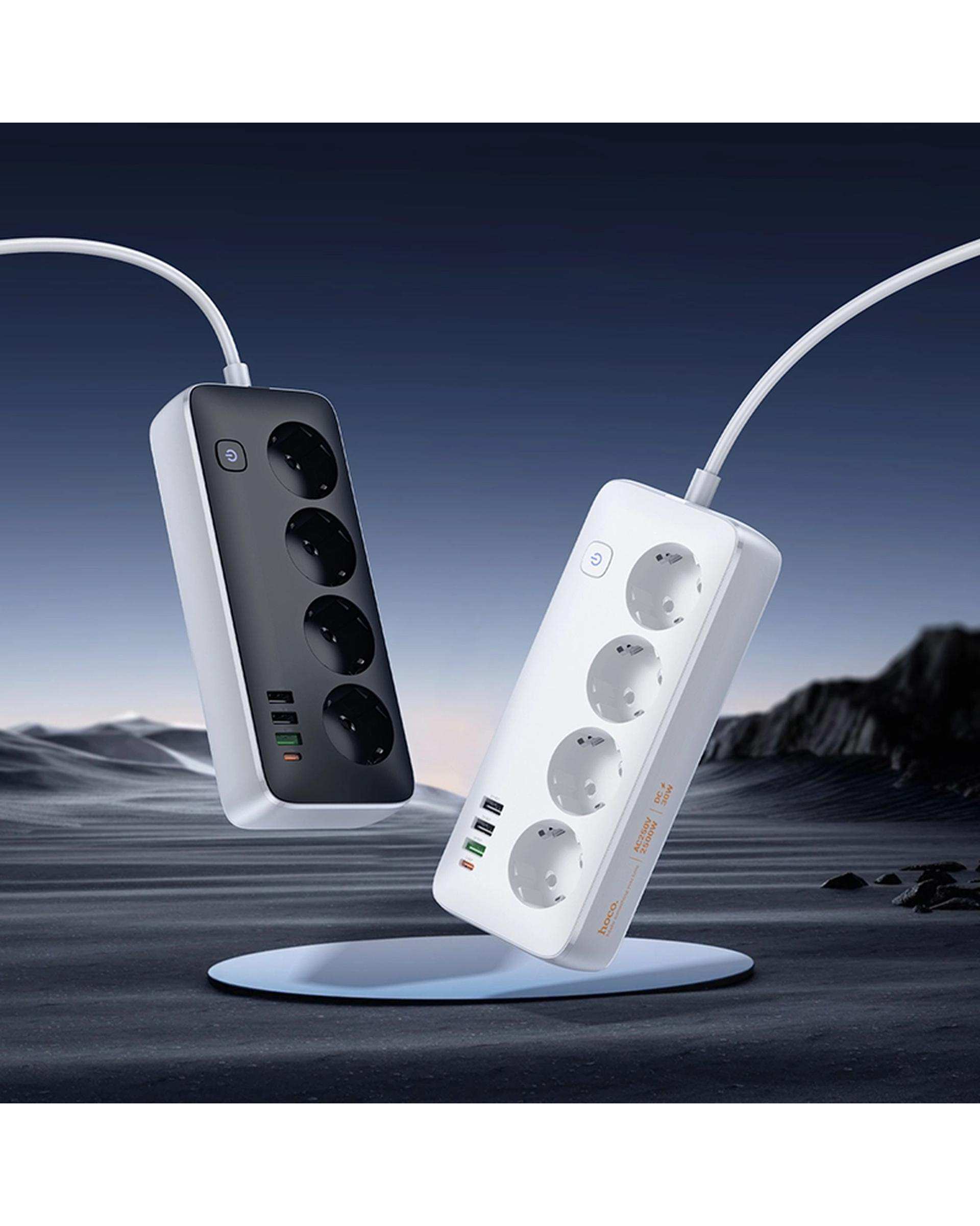 شارژر و چند راهی برق مشکی هوکو Hoco مدل AC22