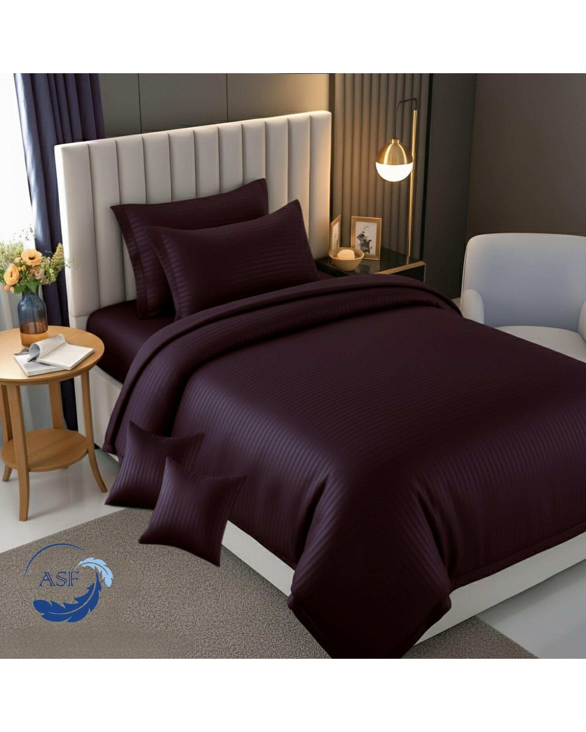 سرویس لحاف روتختی تک نفره 6 تکه عرض ۹۰ بنفش ای اس اف ASF مدل JACQUARD & SATIN با پارچه لوکس ژاکارد