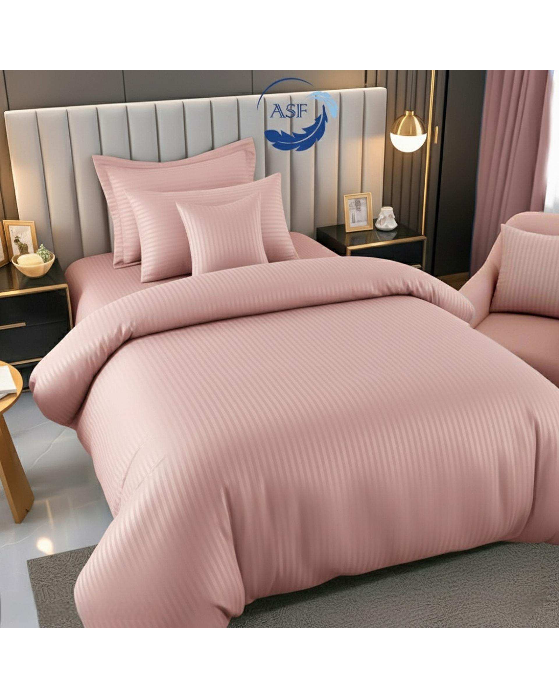 سرویس لحاف روتختی تک نفره 6 تکه عرض ۹۰ صورتی ای اس اف ASF مدل JACQUARD & SATIN با پارچه لوکس ژاکارد