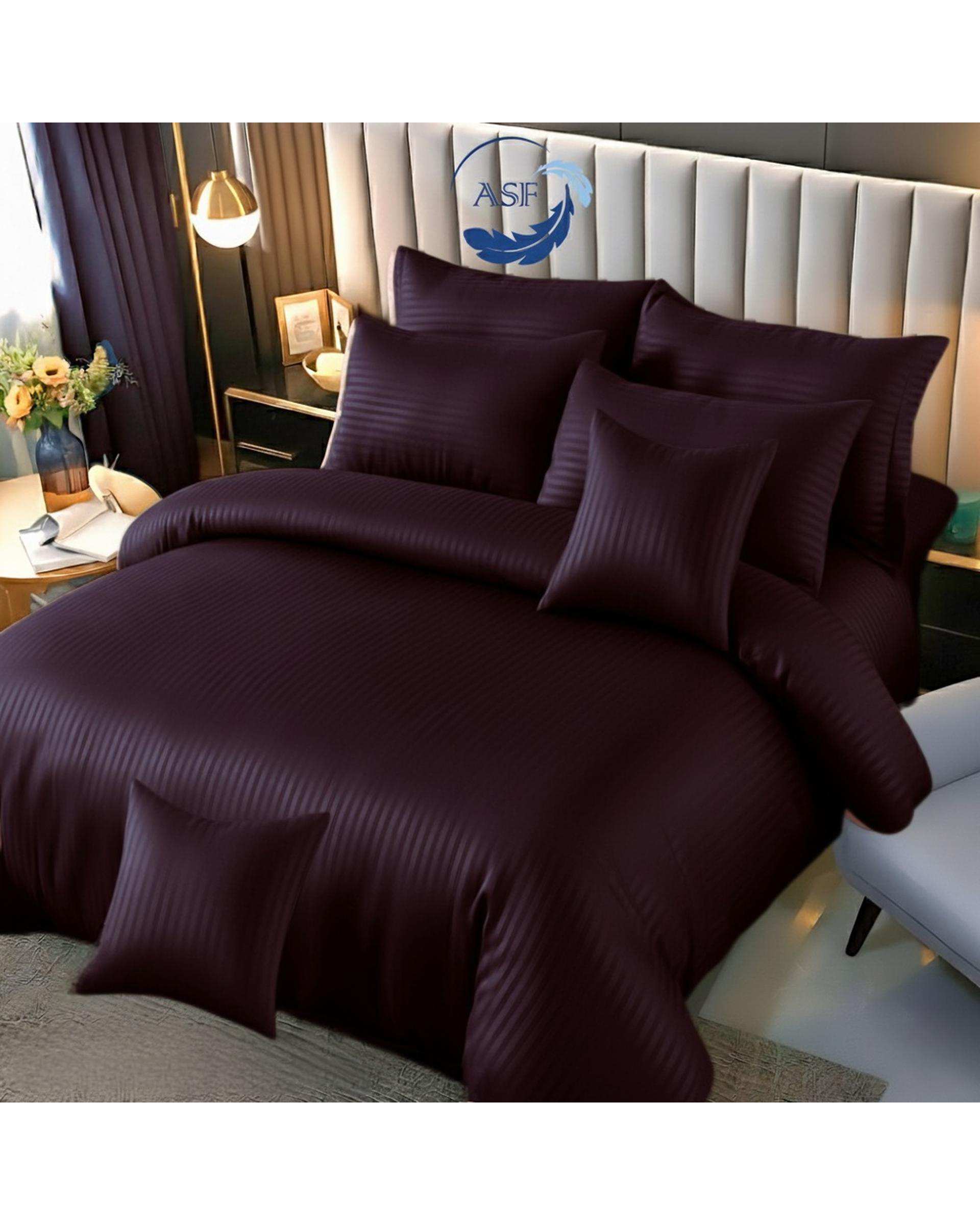 سرویس لحاف روتختی دو نفره 8 تکه عرض 140 بنفش ای اس اف ASF مدل JACQUARD & SATIN با پارچه لوکس ژاکارد