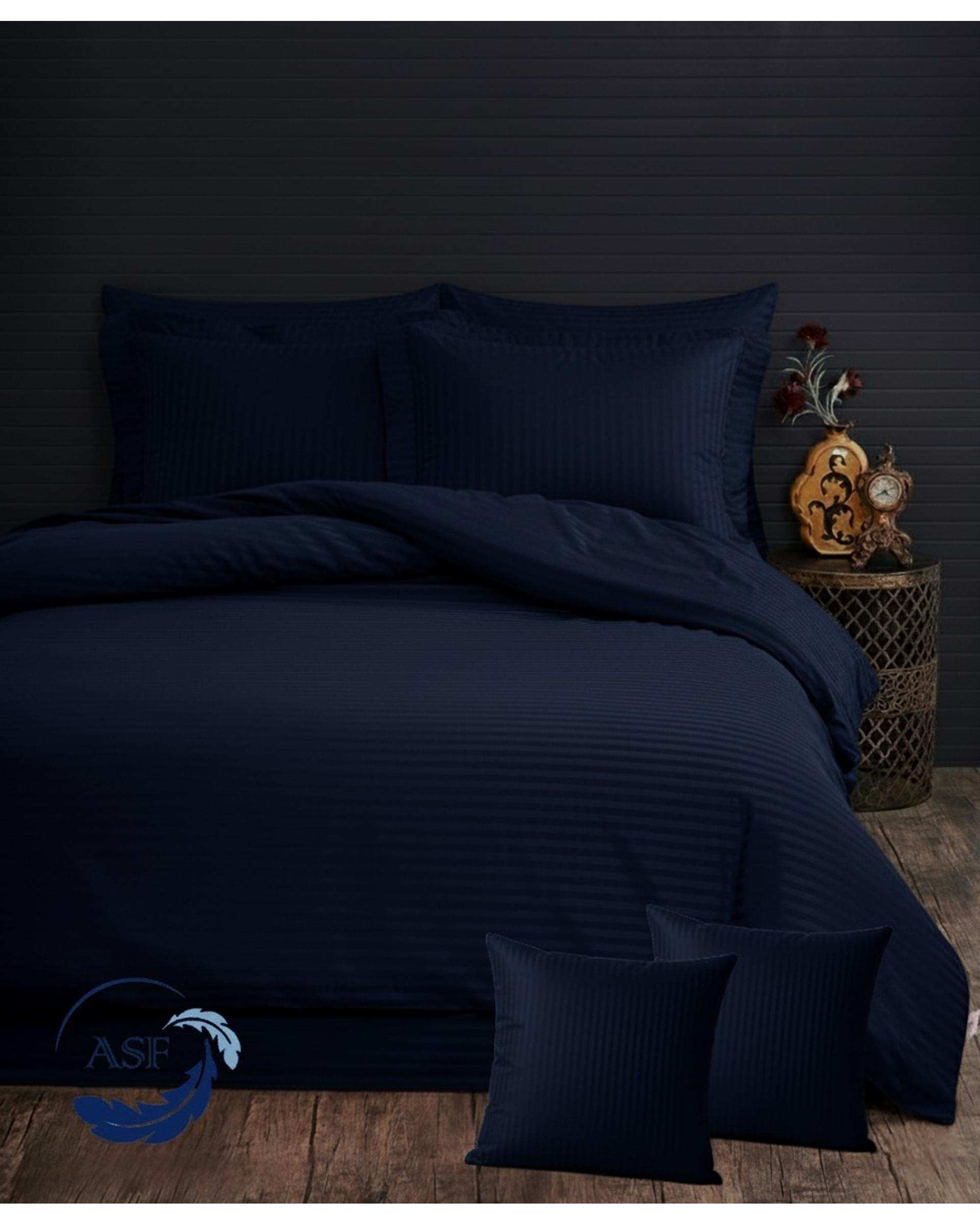 سرویس لحاف روتختی دو نفره 8 تکه عرض 140 سرمه ای ای اس اف ASF مدل JACQUARD & SATIN با پارچه لوکس ژاکارد