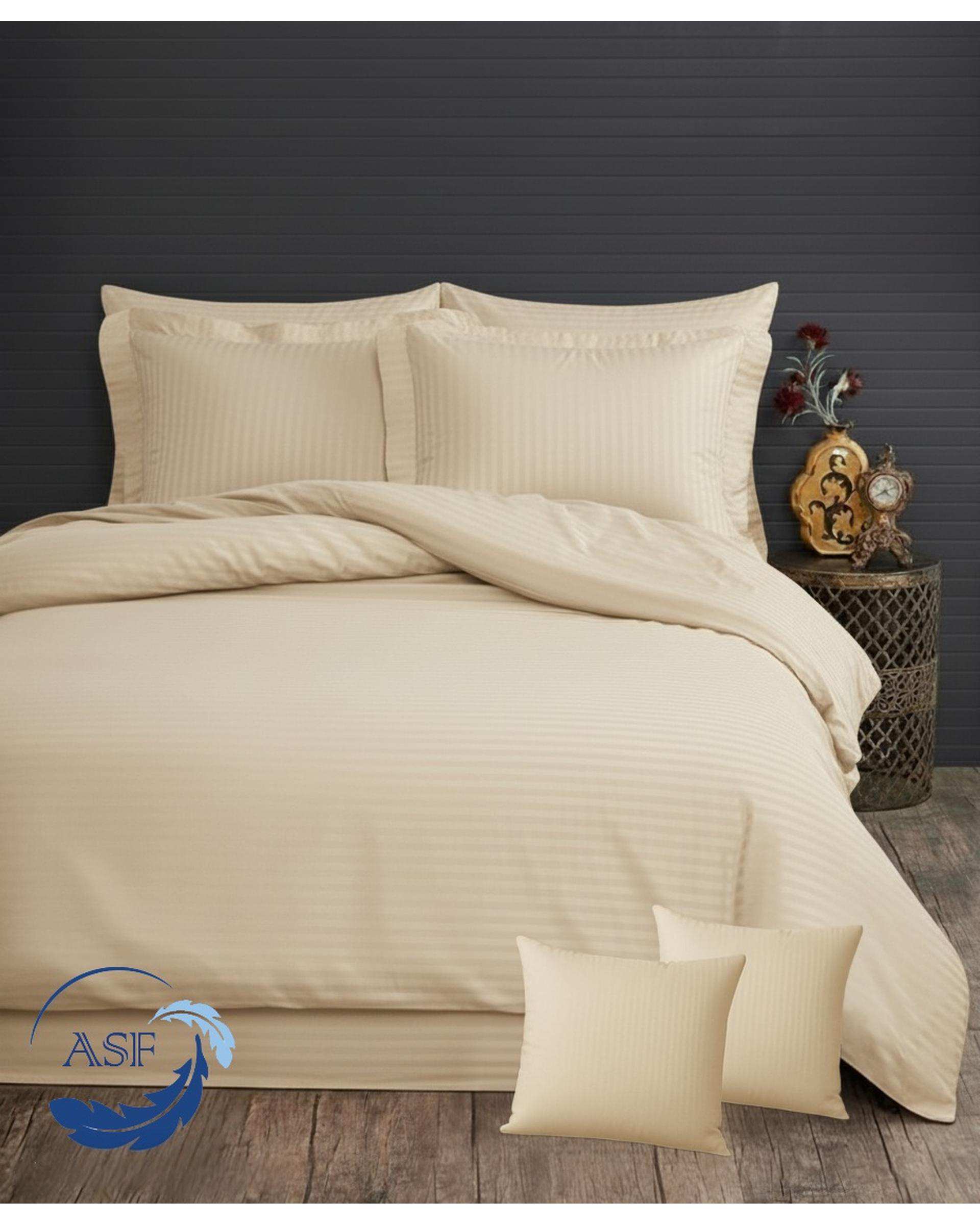 سرویس لحاف روتختی دو نفره 8 تکه عرض 140 کرم ای اس اف ASF مدل JACQUARD & SATIN با پارچه لوکس ژاکارد