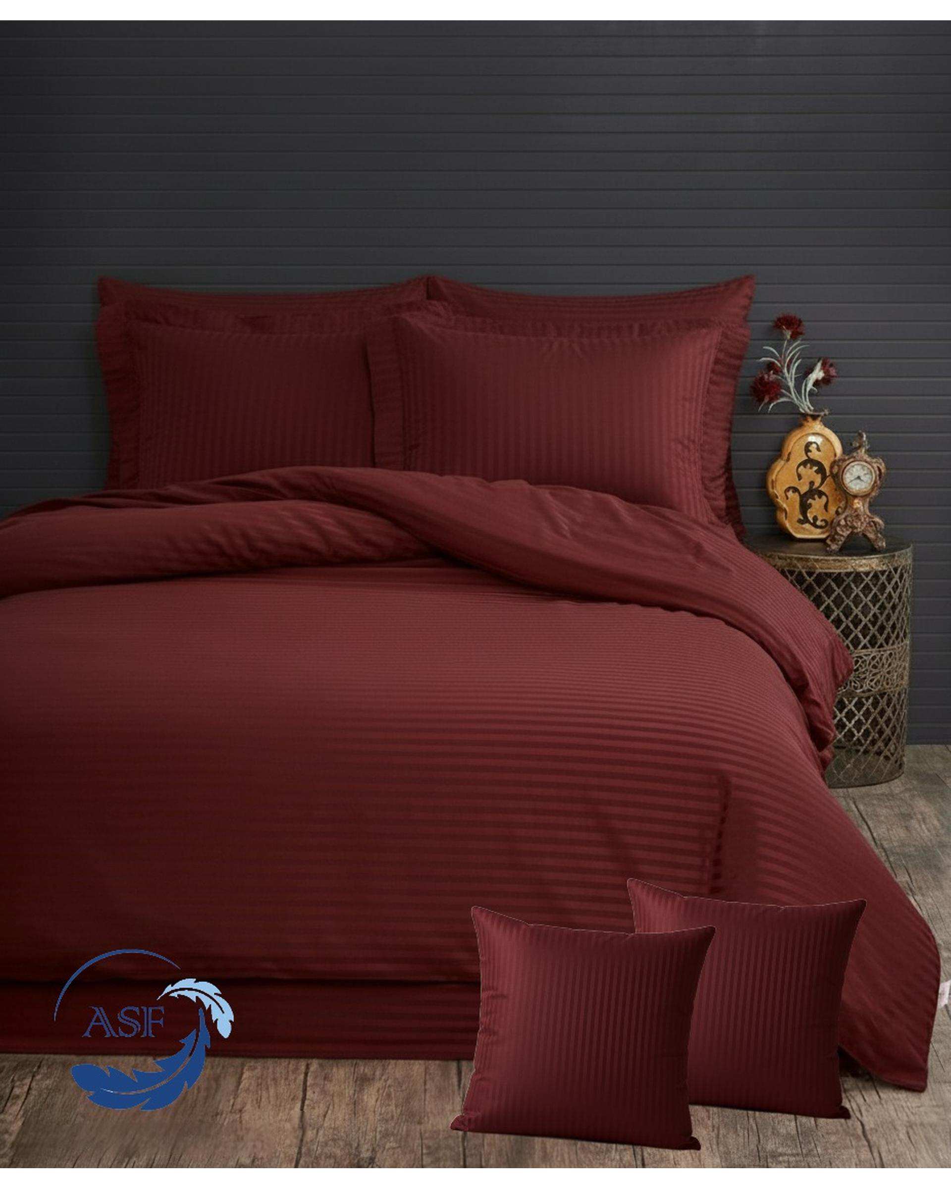 سرویس لحاف روتختی دو نفره 8 تکه عرض 160 زرشکی ای اس اف ASF مدل JACQUARD & SATIN با پارچه لوکس ژاکارد