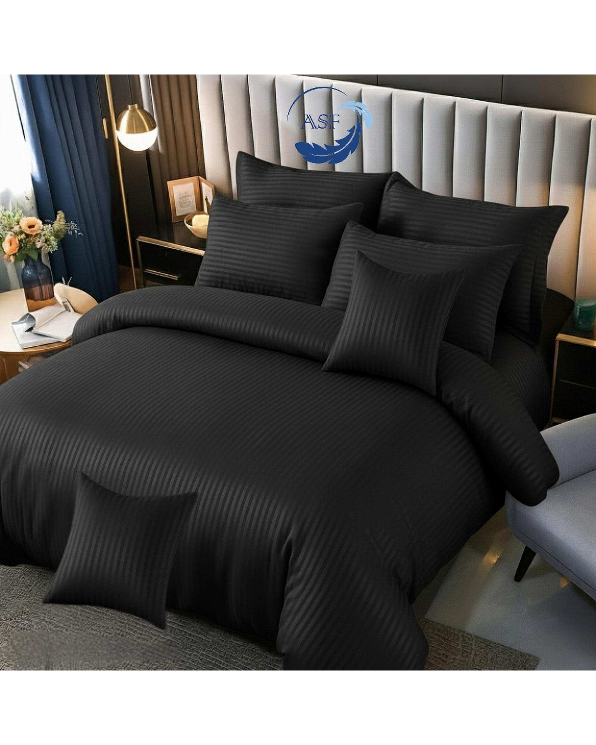 سرویس لحاف روتختی دو نفره 8 تکه عرض 180 نوک مدادی ای اس اف ASF مدل JACQUARD & SATIN با پارچه لوکس ژاکارد