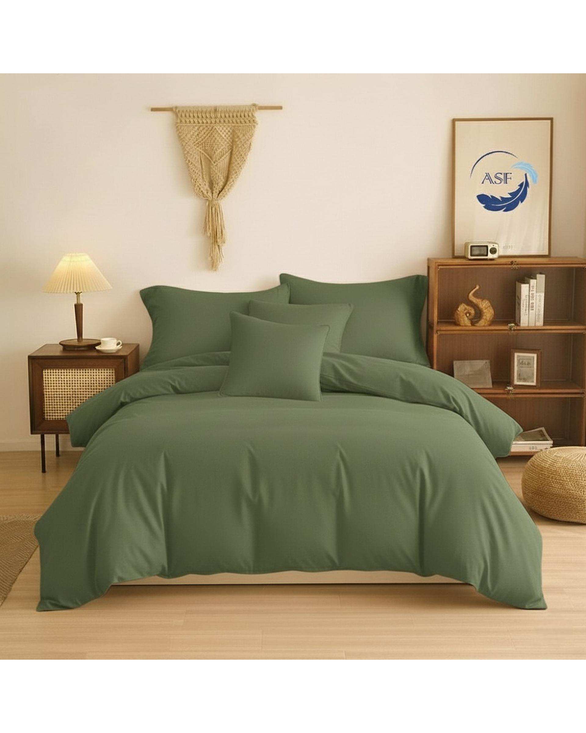 سرویس لحاف روتختی مینیمال تک نفره 6 تکه عرض 90 سبز ارتشی ای اس اف ASF مدل MICRO LADY