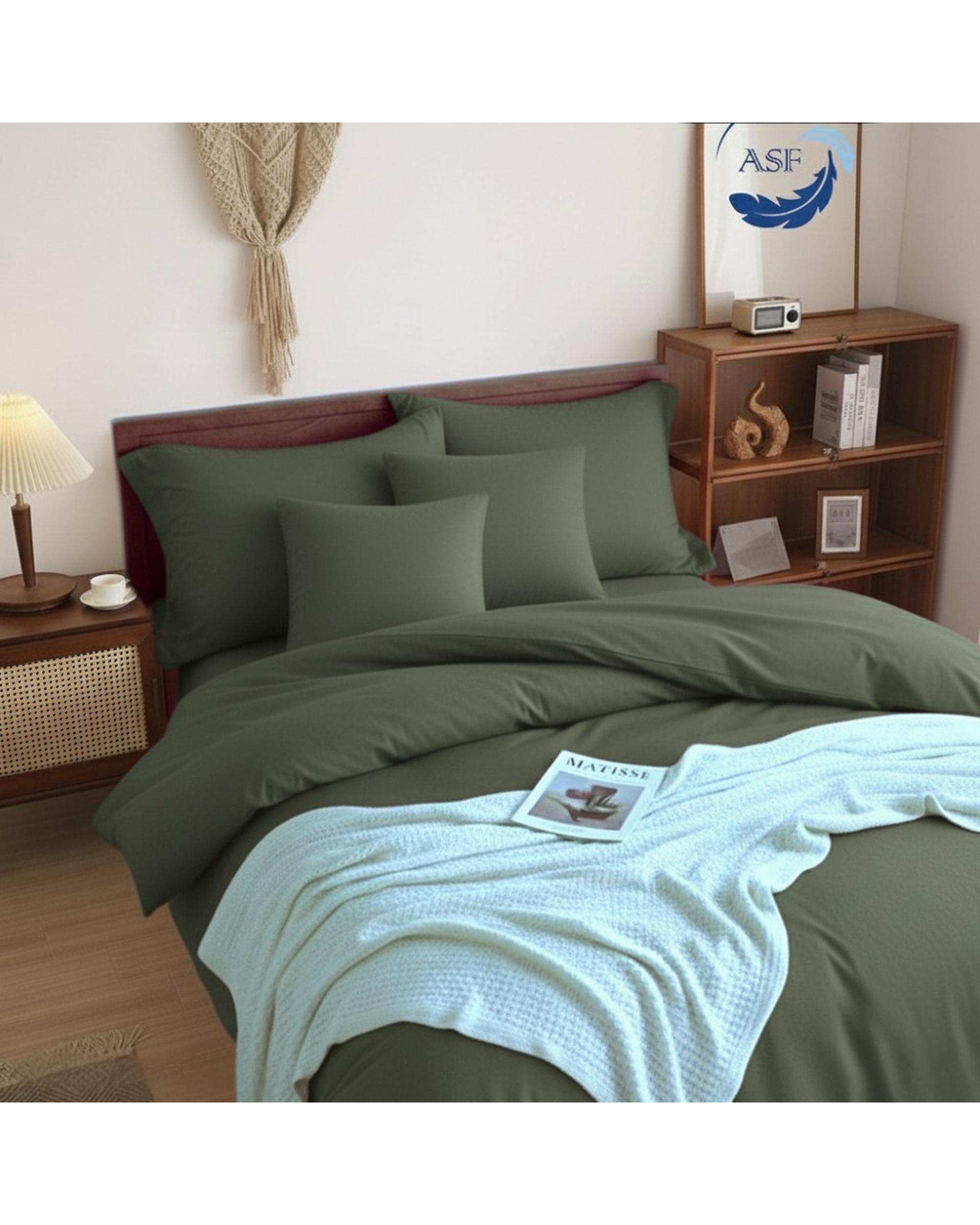 سرویس لحاف روتختی مینیمال تک نفره 6 تکه عرض 120 سبز ارتشی ای اس اف ASF مدل MICRO LADY