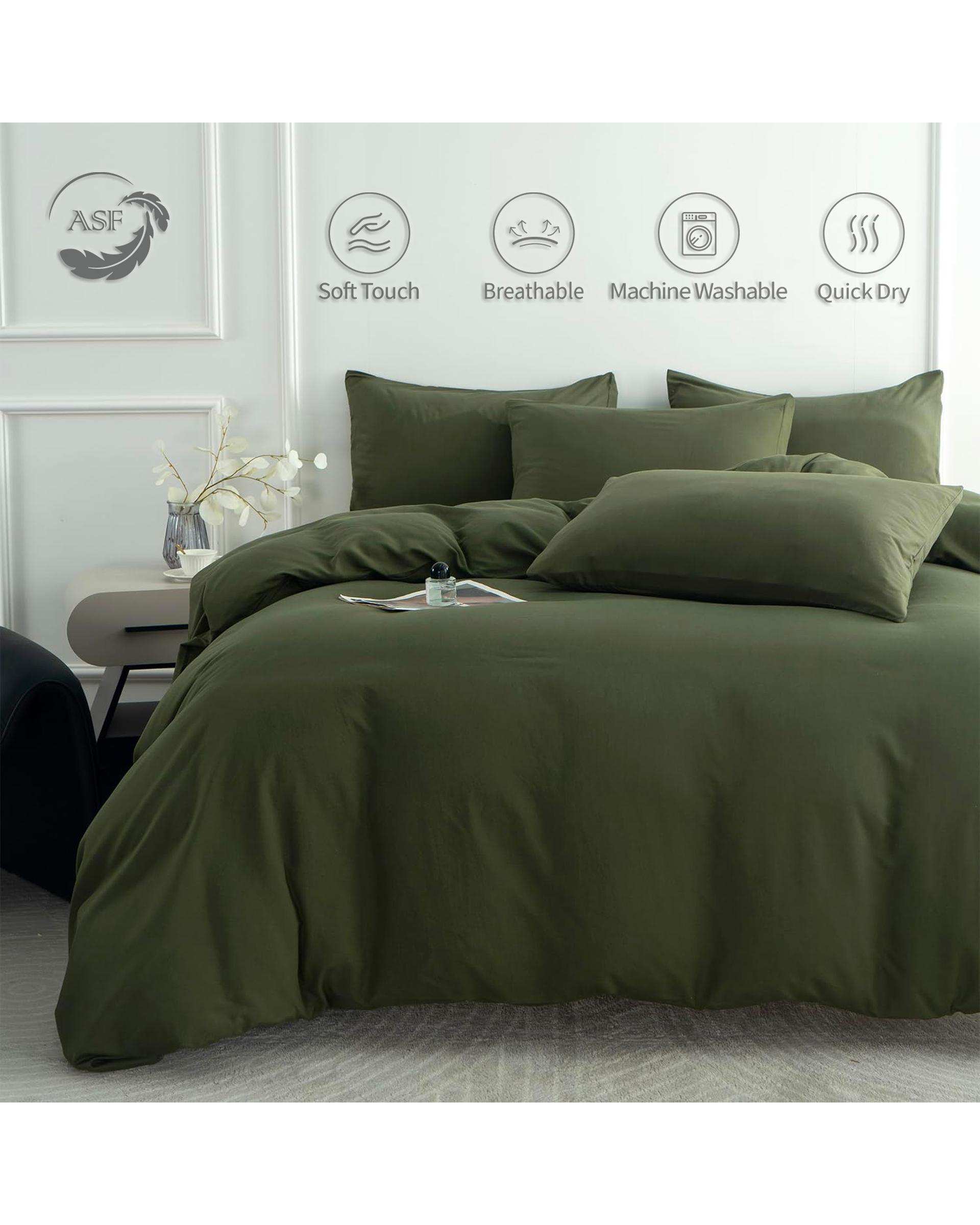 سرویس لحاف روتختی مینیمال دو نفره 8 تکه عرض 140 سبز ارتشی ای اس اف ASF مدل MICRO LADY