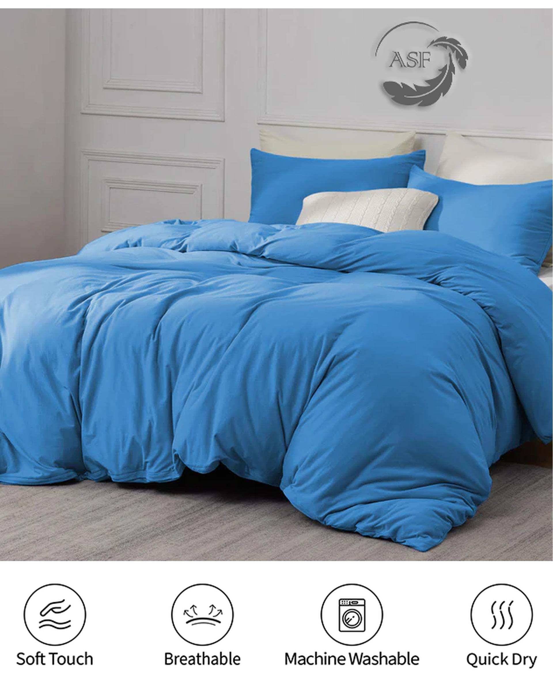 سرویس لحاف روتختی مینیمال دو نفره 8 تکه عرض 160 آبی روشن ای اس اف ASF مدل MICRO LADY