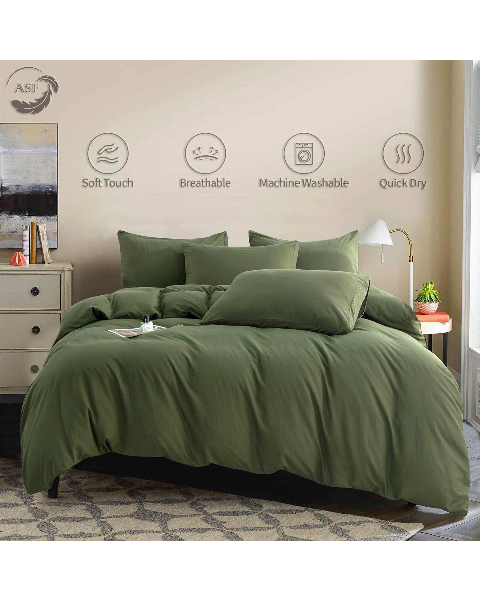 سرویس لحاف روتختی مینیمال دو نفره 8 تکه عرض 180 سبز ارتشی ای اس اف ASF مدل MICRO LADY