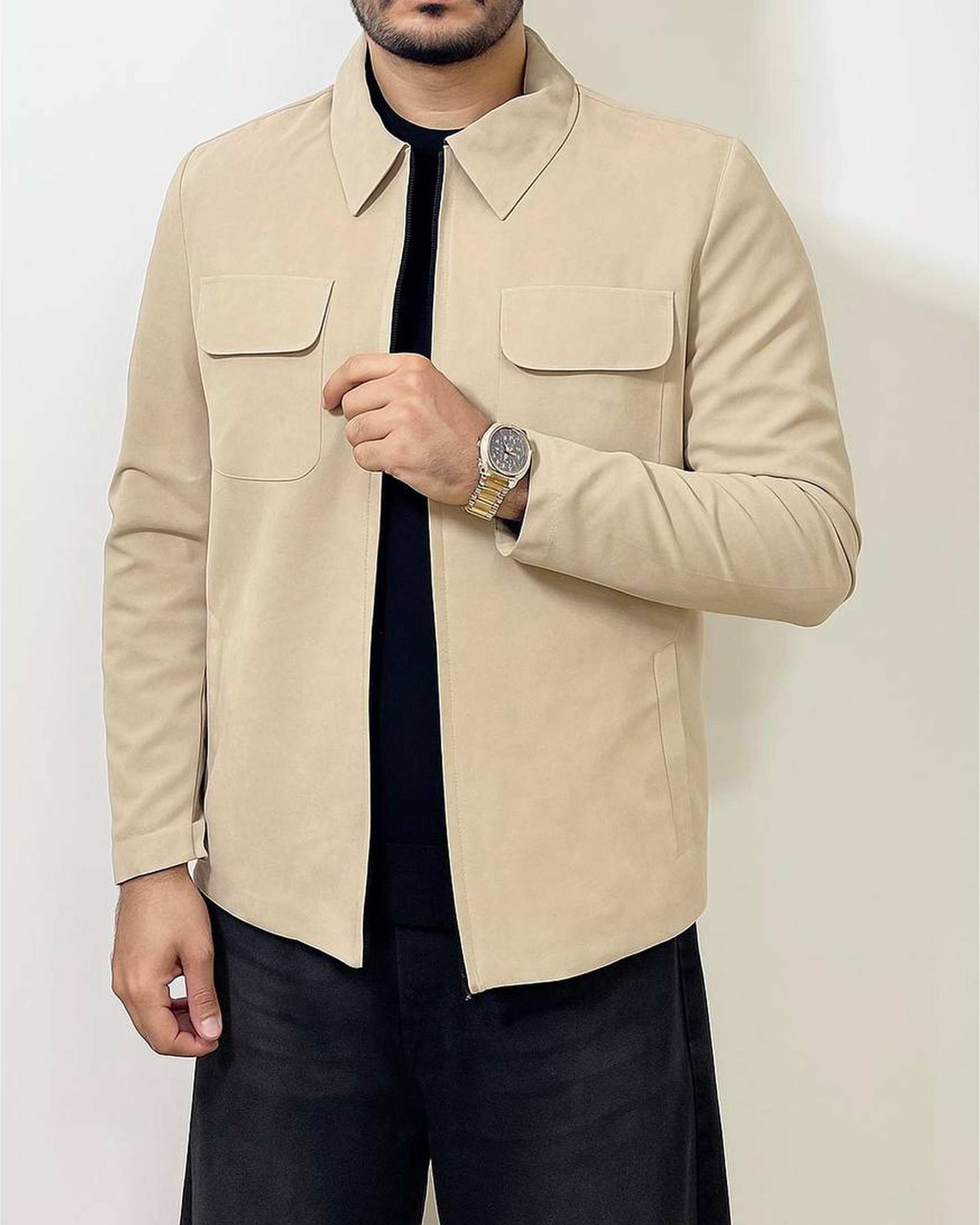 شکت مردانه دو جیب کرم دیورسو Diverso کد 4813