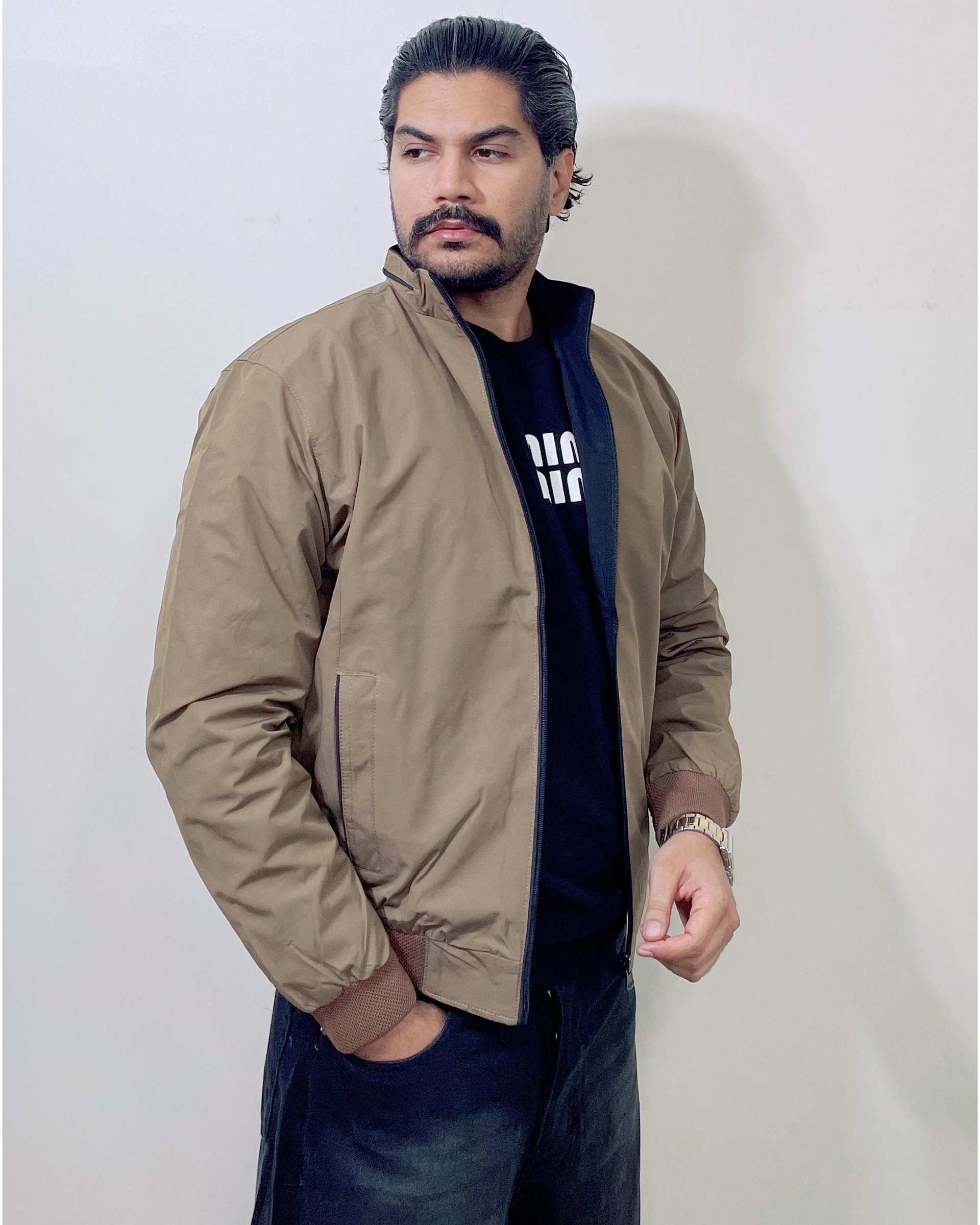 کاپشن مردانه دورو مشکی نسکافه ای دیورسو Diverso کد 4814