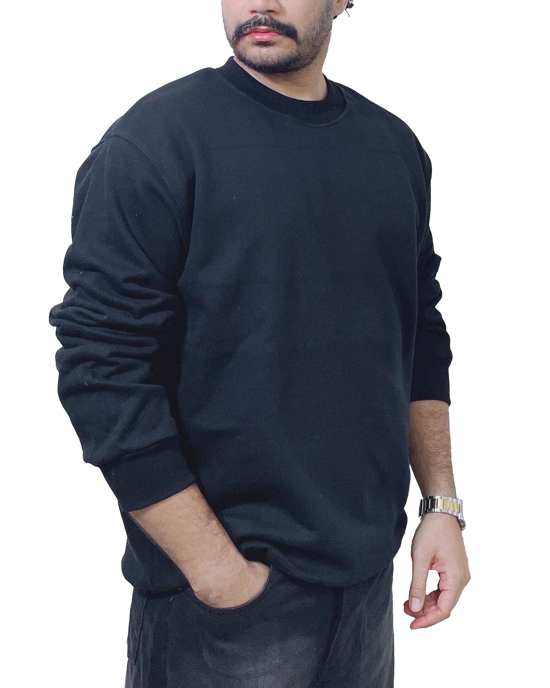 سویشرت مردانه بیسیک مشکی دیورسو Diverso کد 4816