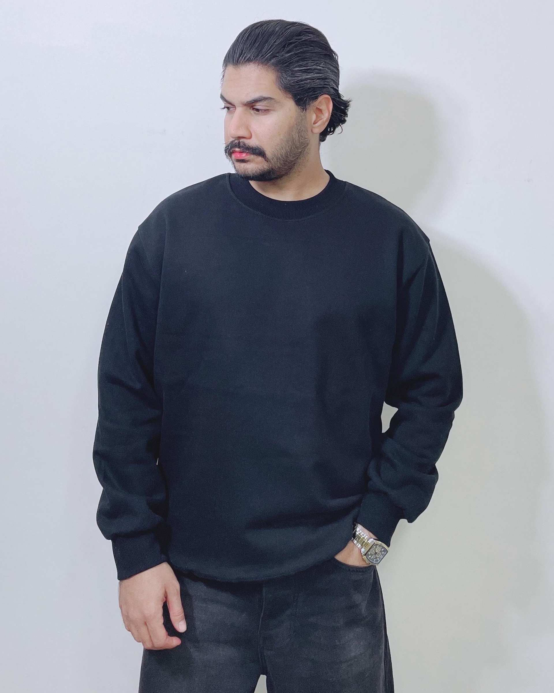 سویشرت مردانه بیسیک مشکی دیورسو Diverso کد 4816