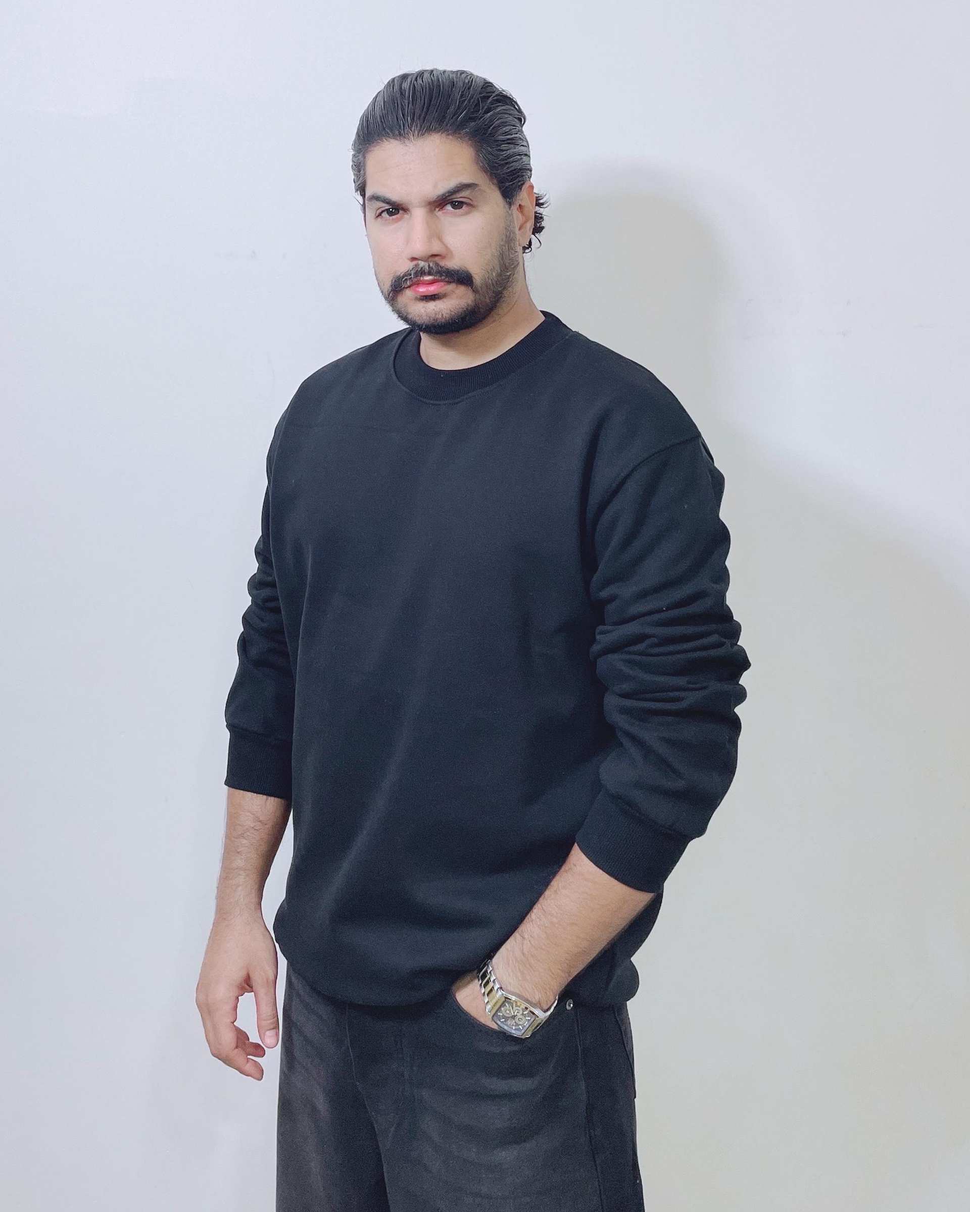 سویشرت مردانه بیسیک مشکی دیورسو Diverso کد 4816