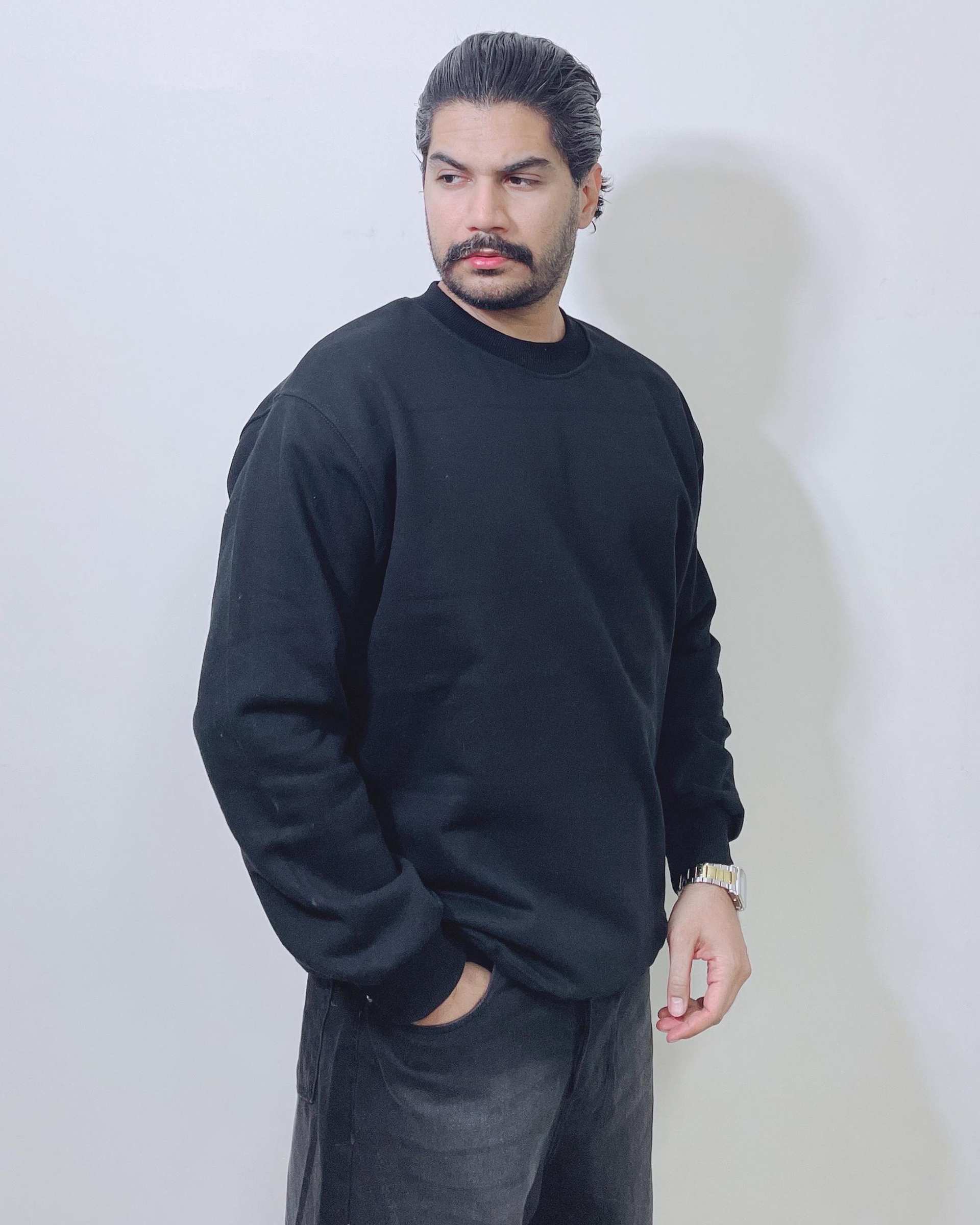 سویشرت مردانه بیسیک مشکی دیورسو Diverso کد 4816