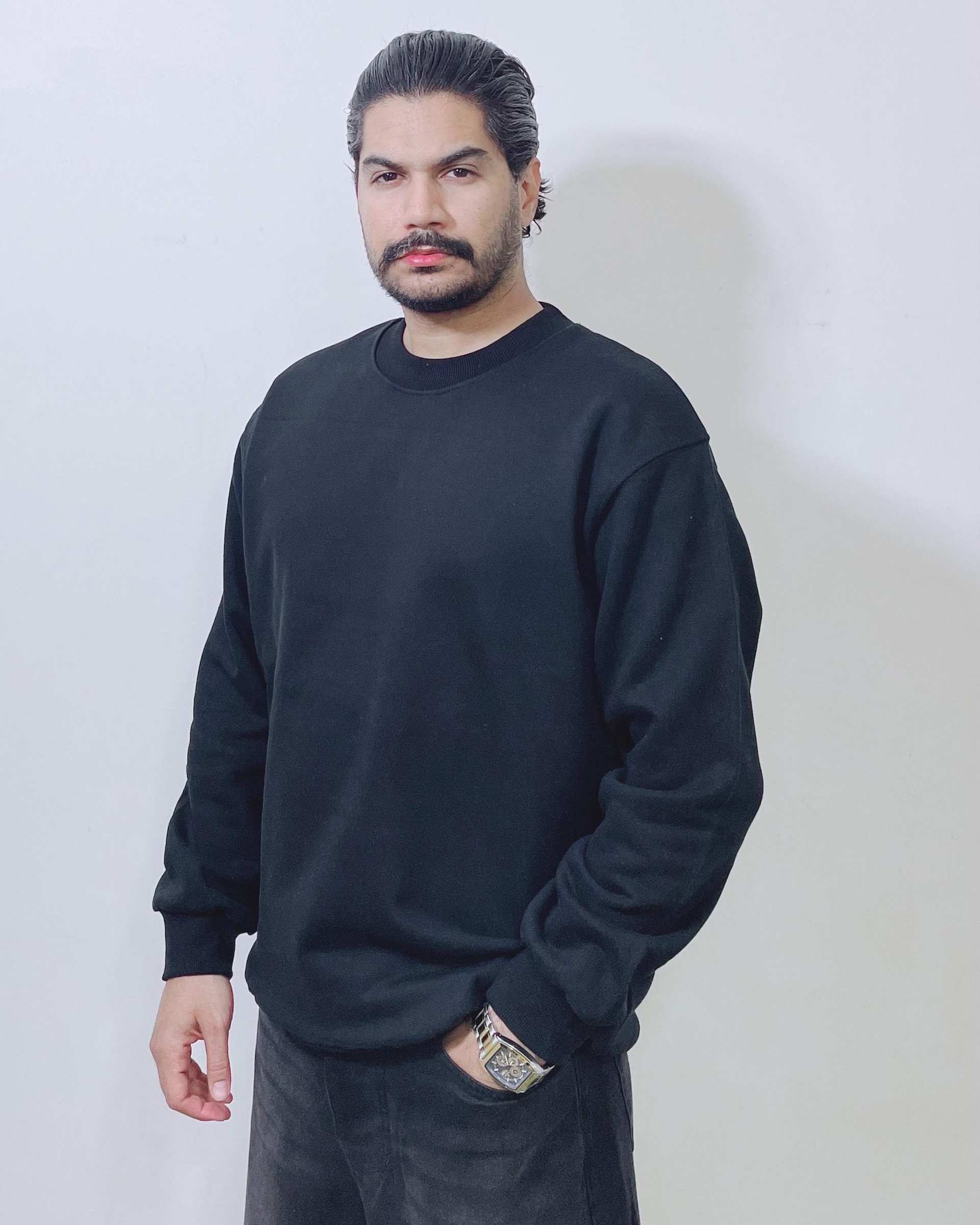 سویشرت مردانه بیسیک مشکی دیورسو Diverso کد 4816