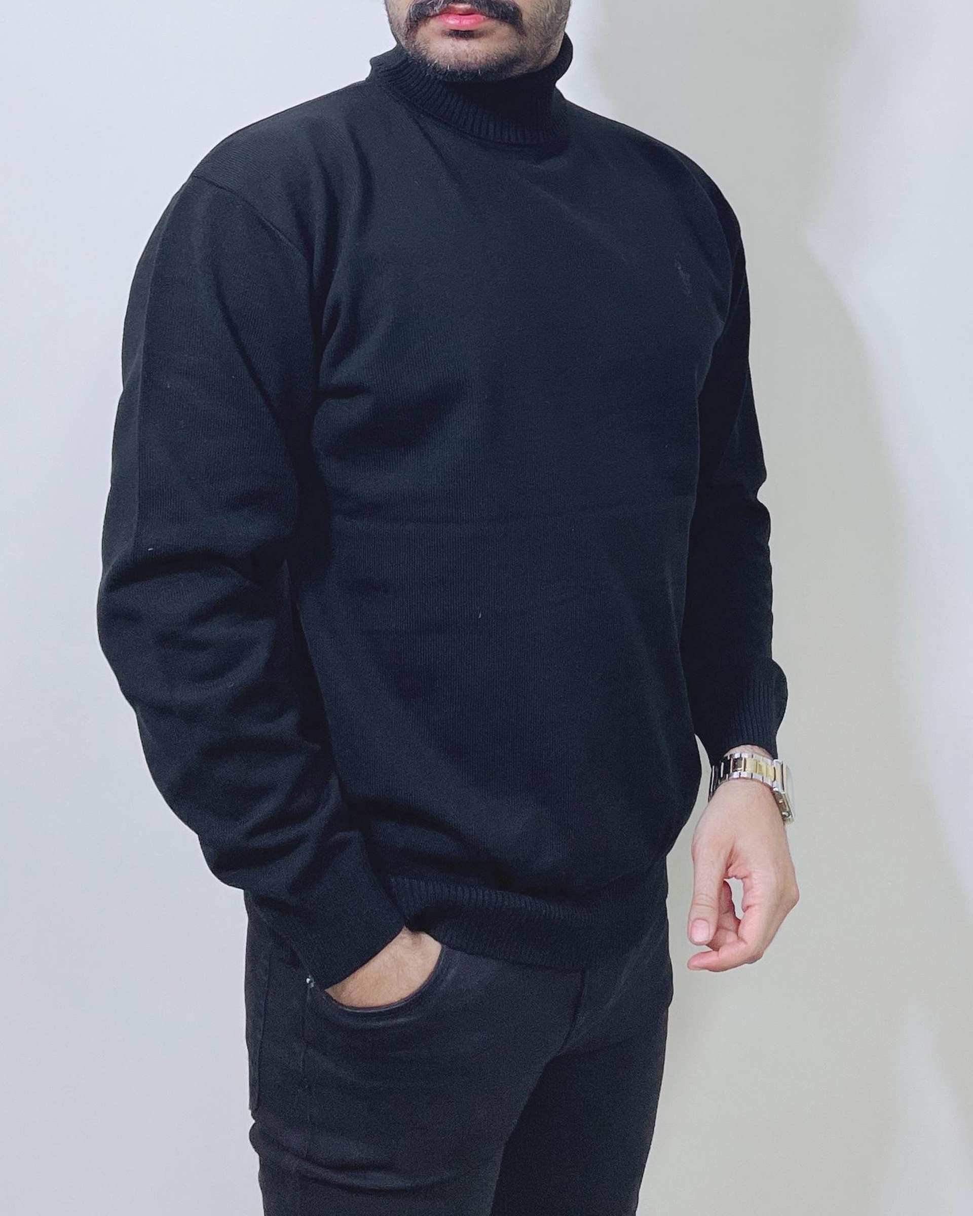 پلیور مردانه یقه اسکی مشکی دیورسو Diverso کد 4820