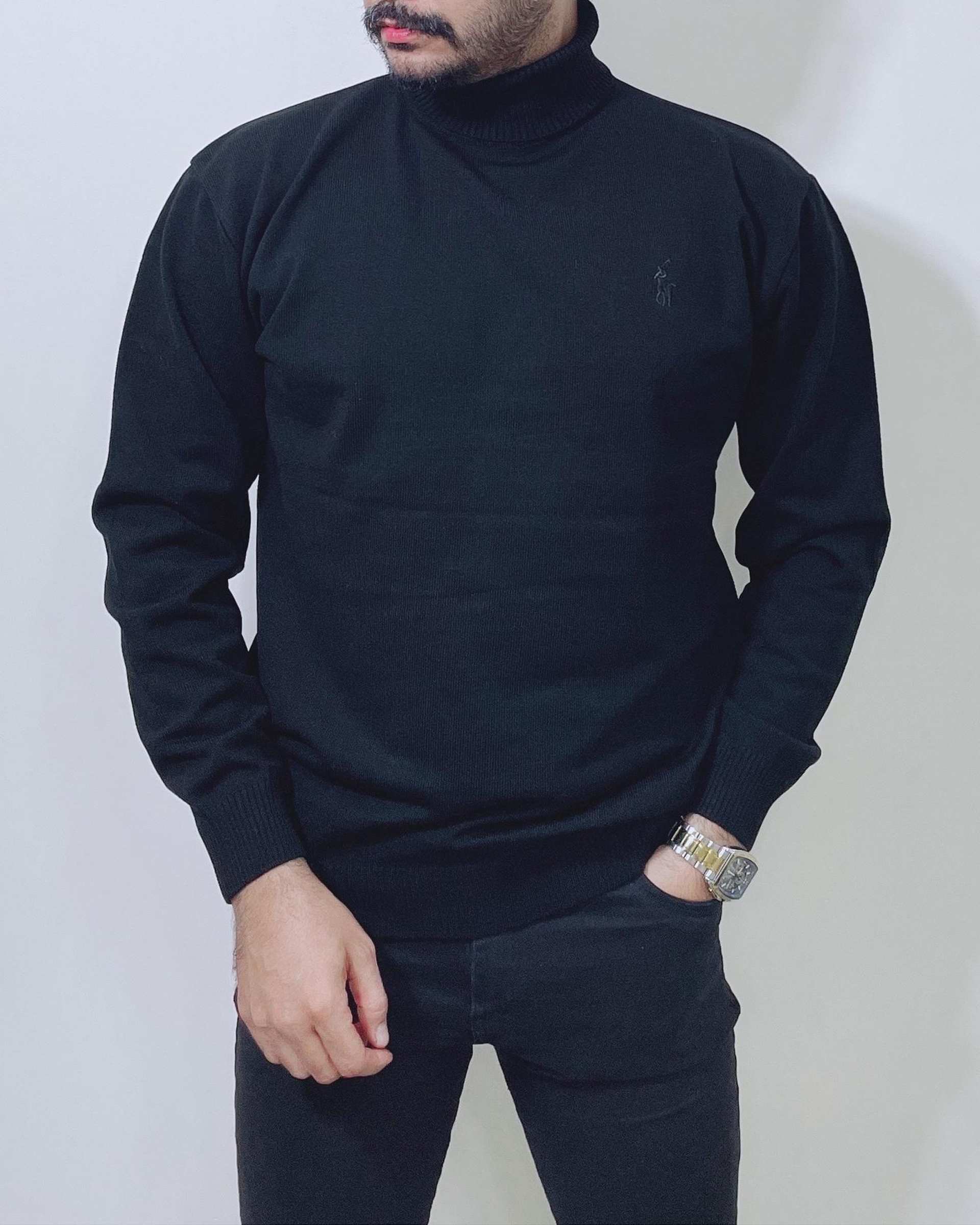 پلیور مردانه یقه اسکی مشکی دیورسو Diverso کد 4820