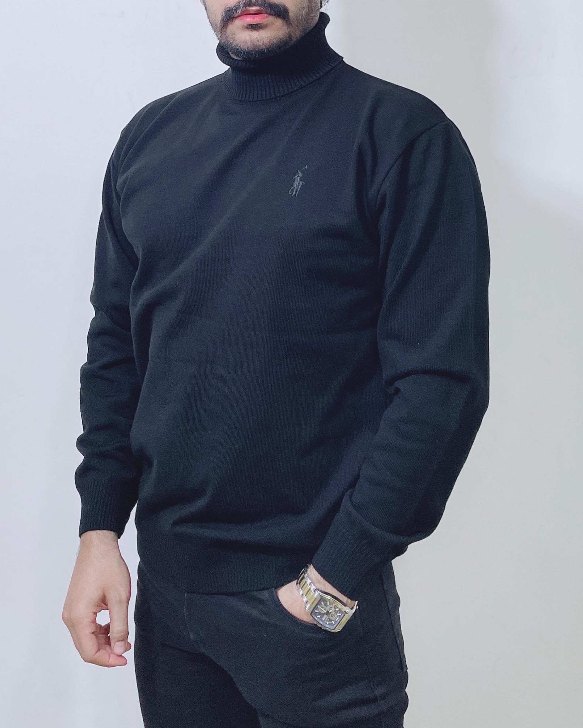 پلیور مردانه یقه اسکی مشکی دیورسو Diverso کد 4820