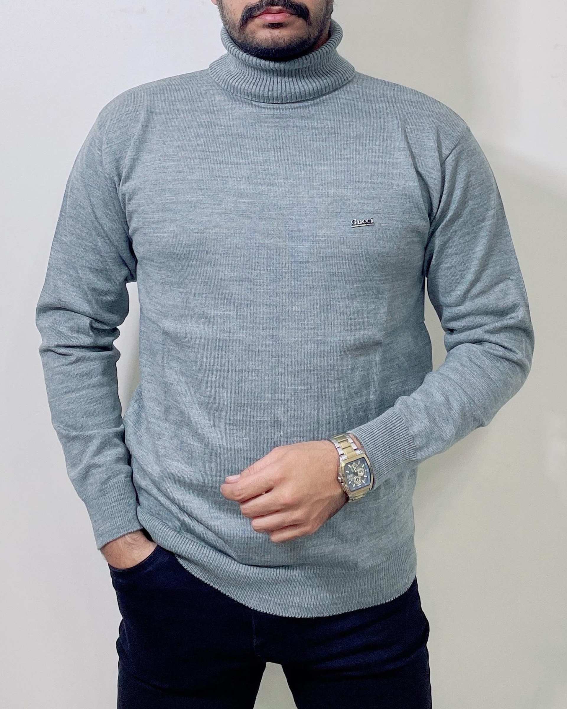 پلیور مردانه یقه اسکی طوسی دیورسو Diverso کد 4821