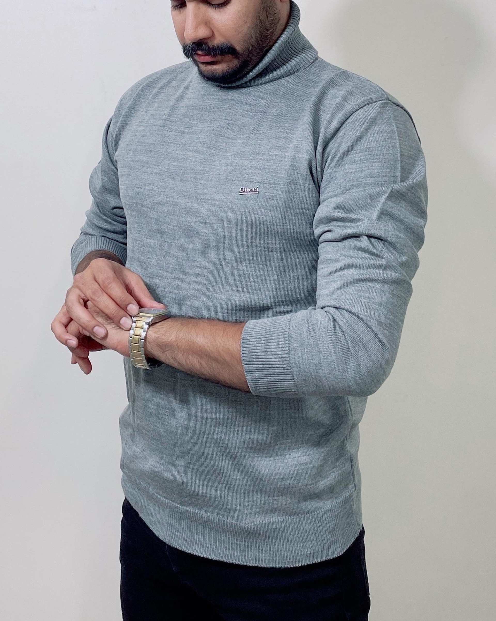 پلیور مردانه یقه اسکی طوسی دیورسو Diverso کد 4821