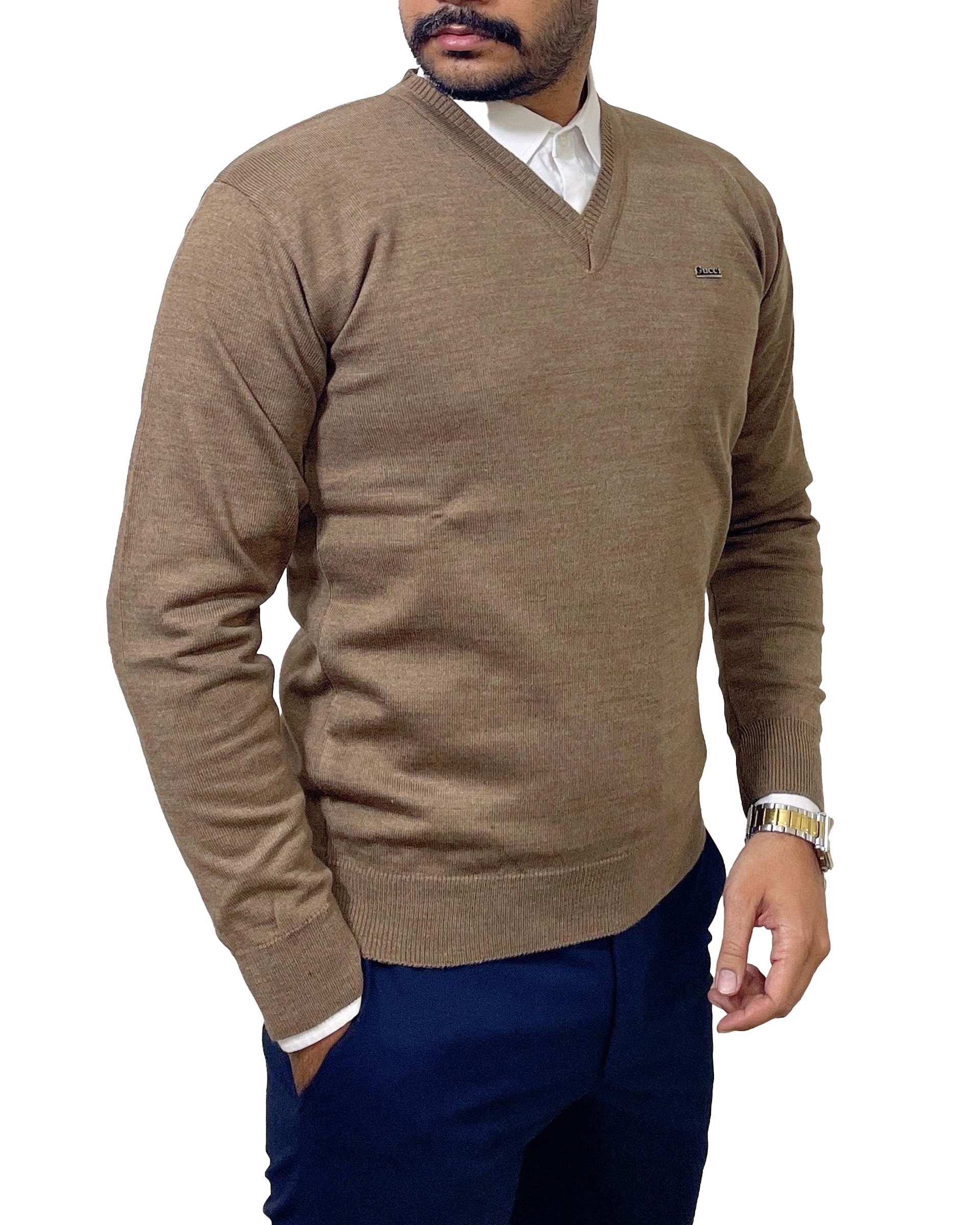 پلیور مردانه قهوه ای دیورسو Diverso کد 4825