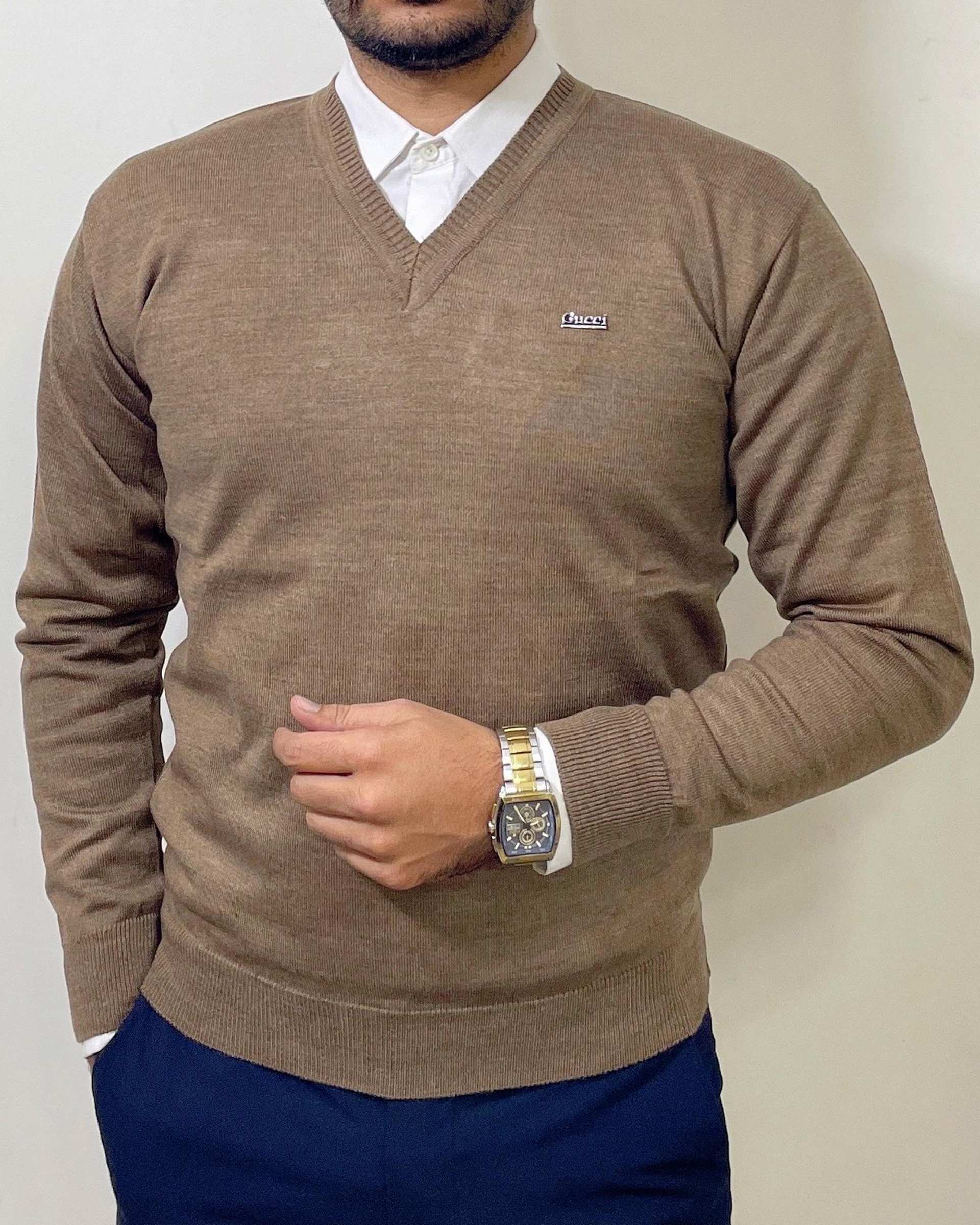 پلیور مردانه قهوه ای دیورسو Diverso کد 4825