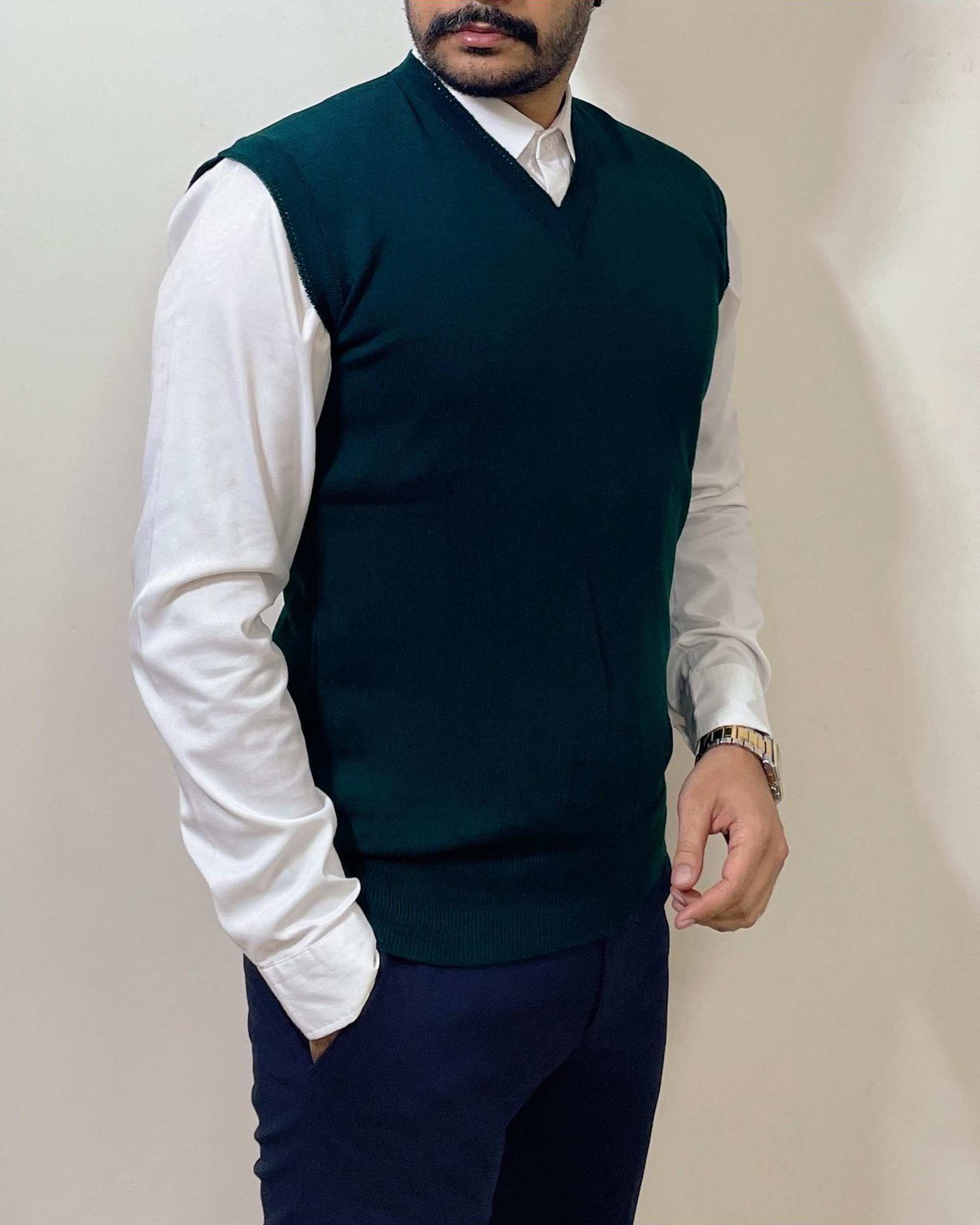 ژیله مردانه بافت سبز یشمی دیورسو Diverso کد 4828