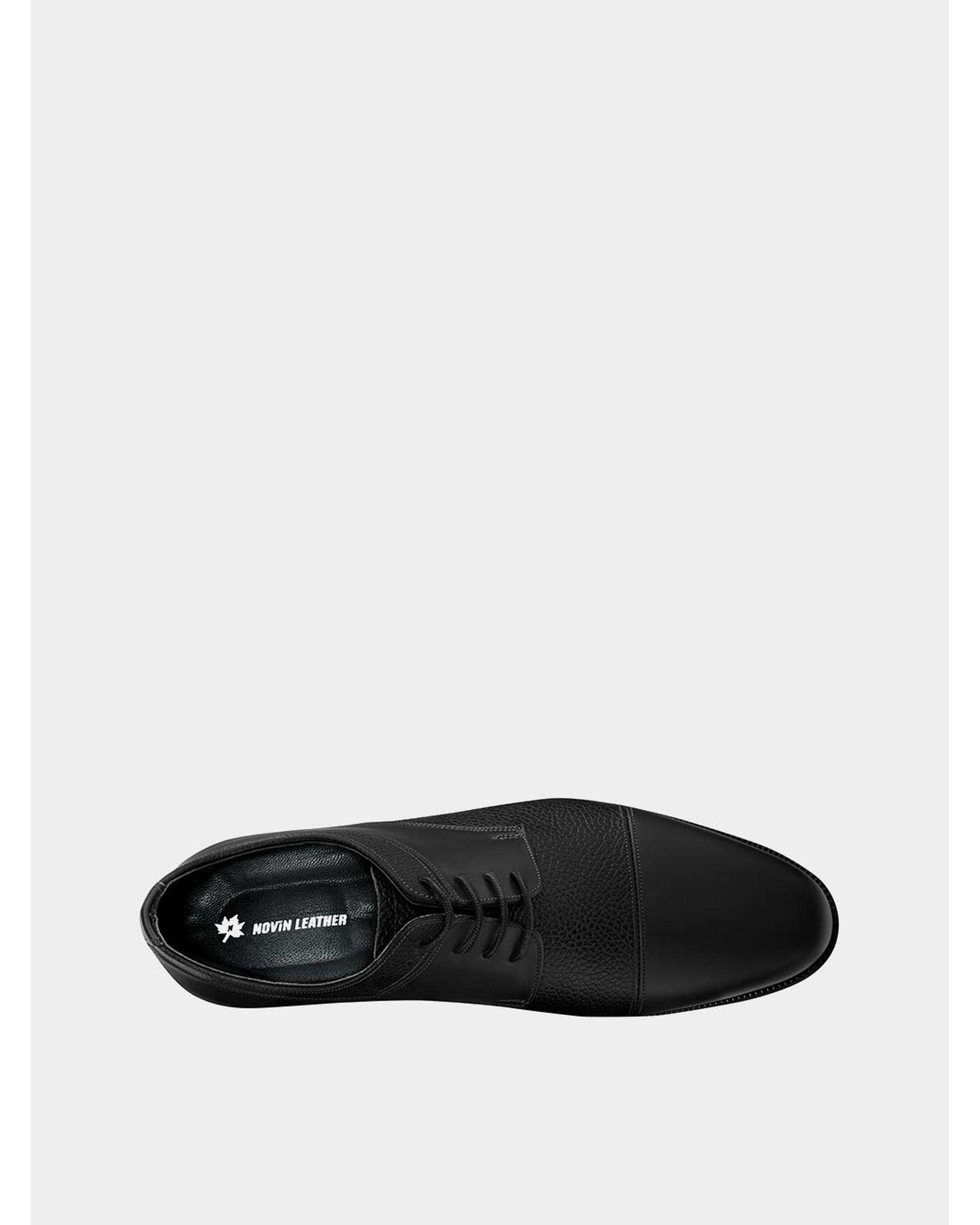 کفش چرم مردانه کلاسیک مشکی نوین چرم Novincharm مدل MS3093