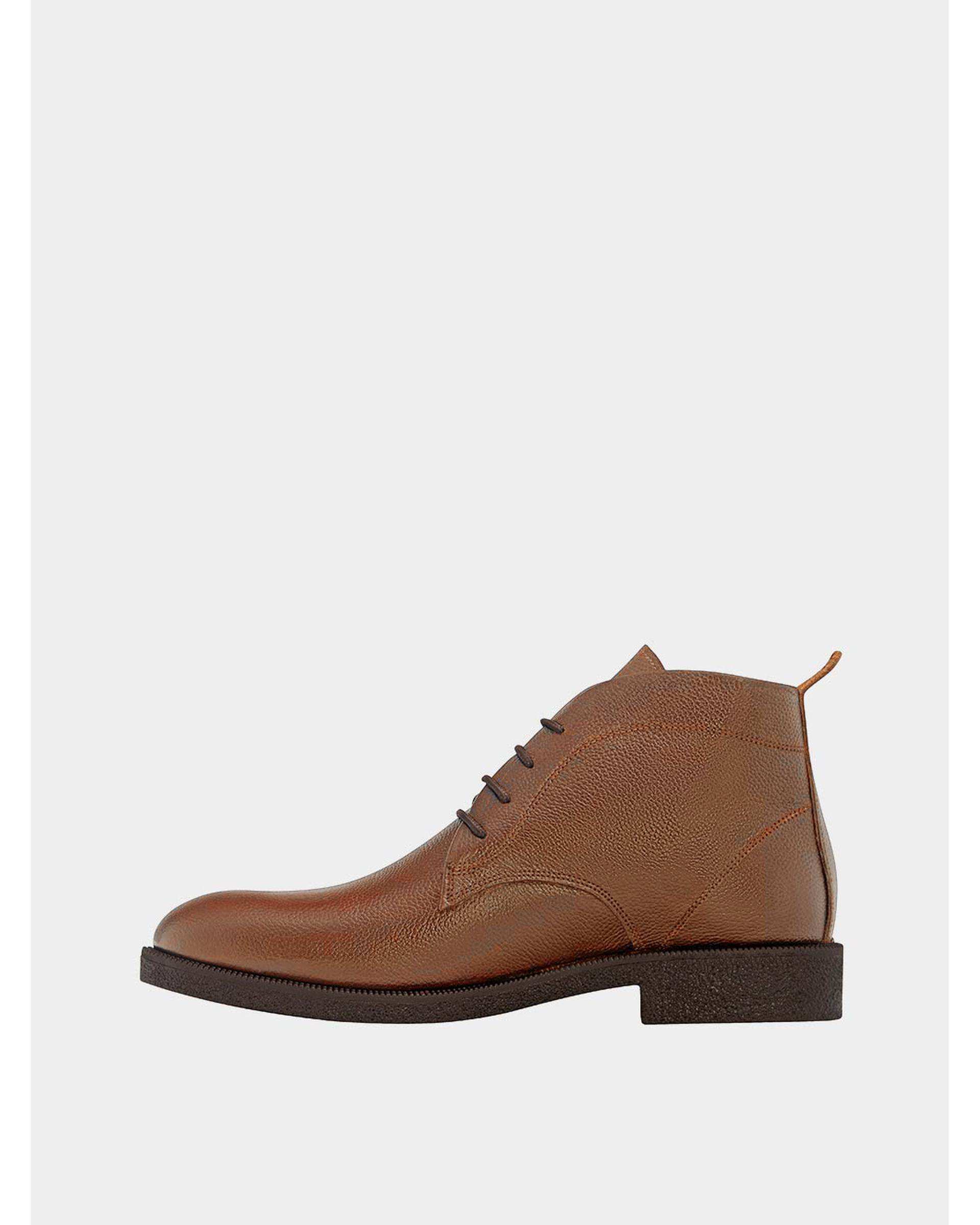 نیم بوت چرم مردانه عسلی نوین چرم Novincharm مدل ویستا MS1990