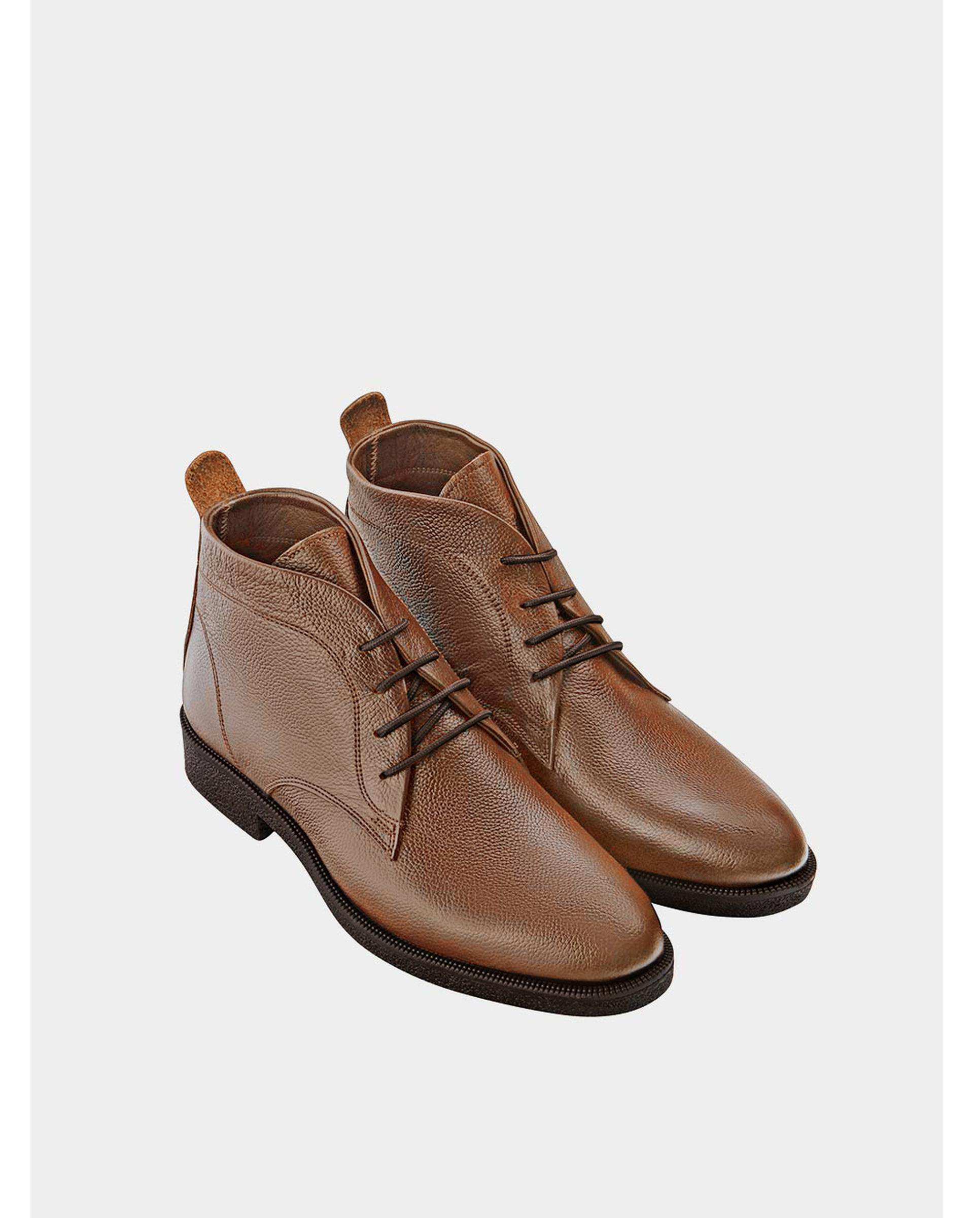 نیم بوت چرم مردانه عسلی نوین چرم Novincharm مدل ویستا MS1990