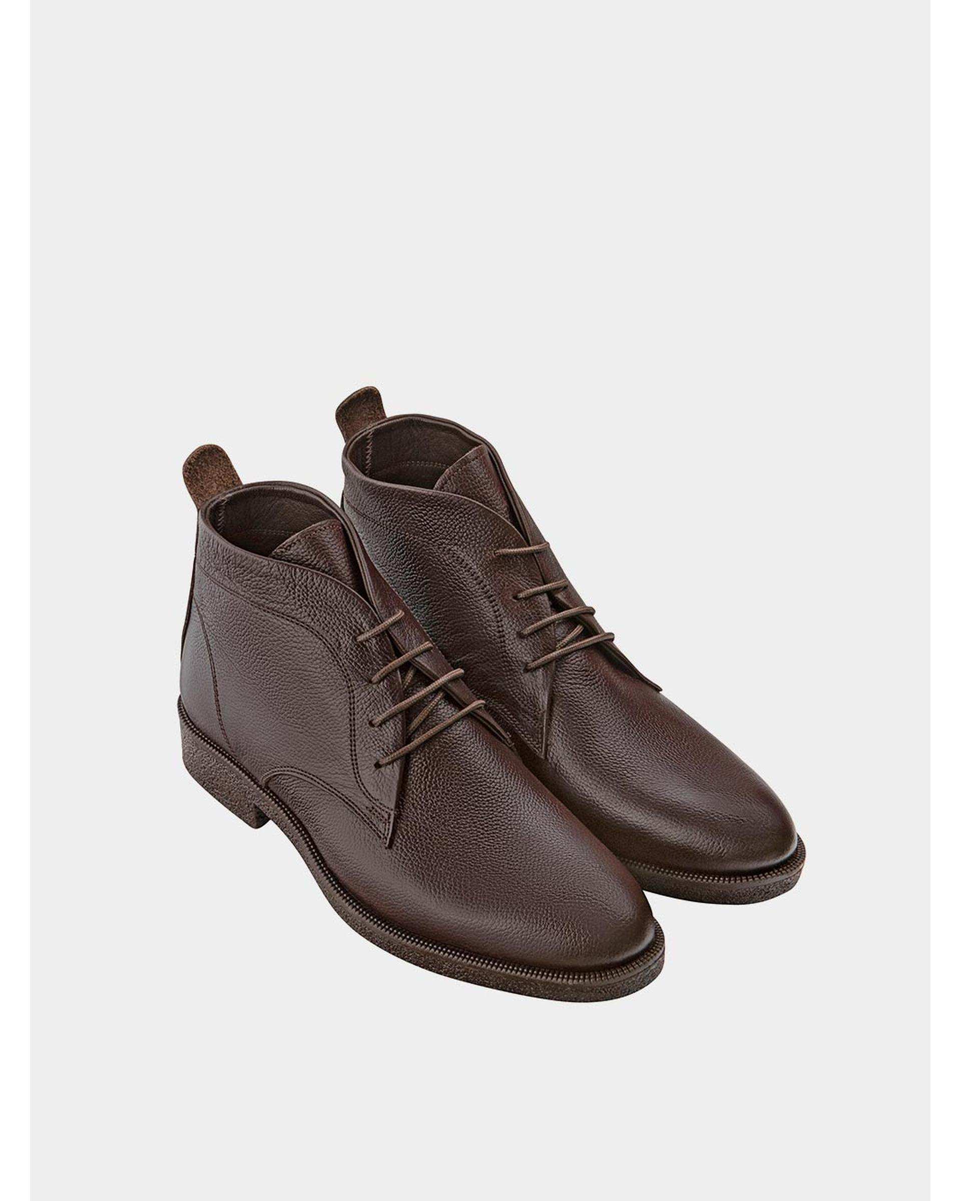 نیم بوت چرم مردانه قهوه ای نوین چرم Novincharm مدل ویستا MS1990