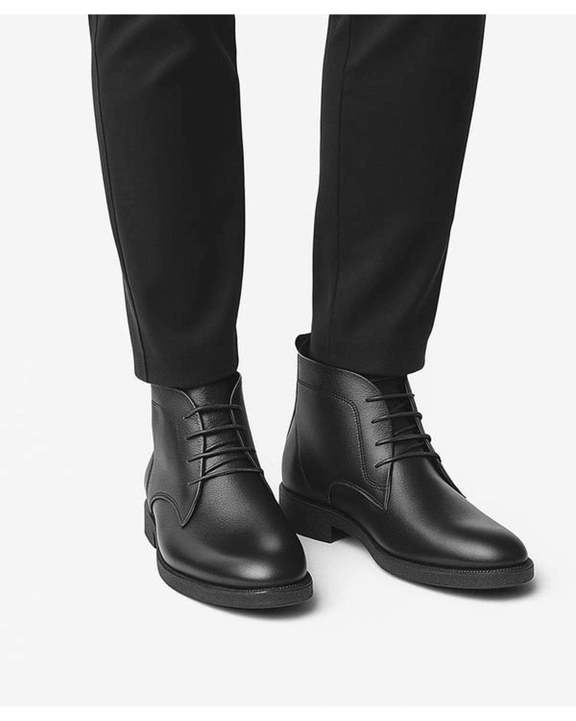 نیم بوت چرم مردانه مشکی نوین چرم Novincharm مدل ویستا MS1990