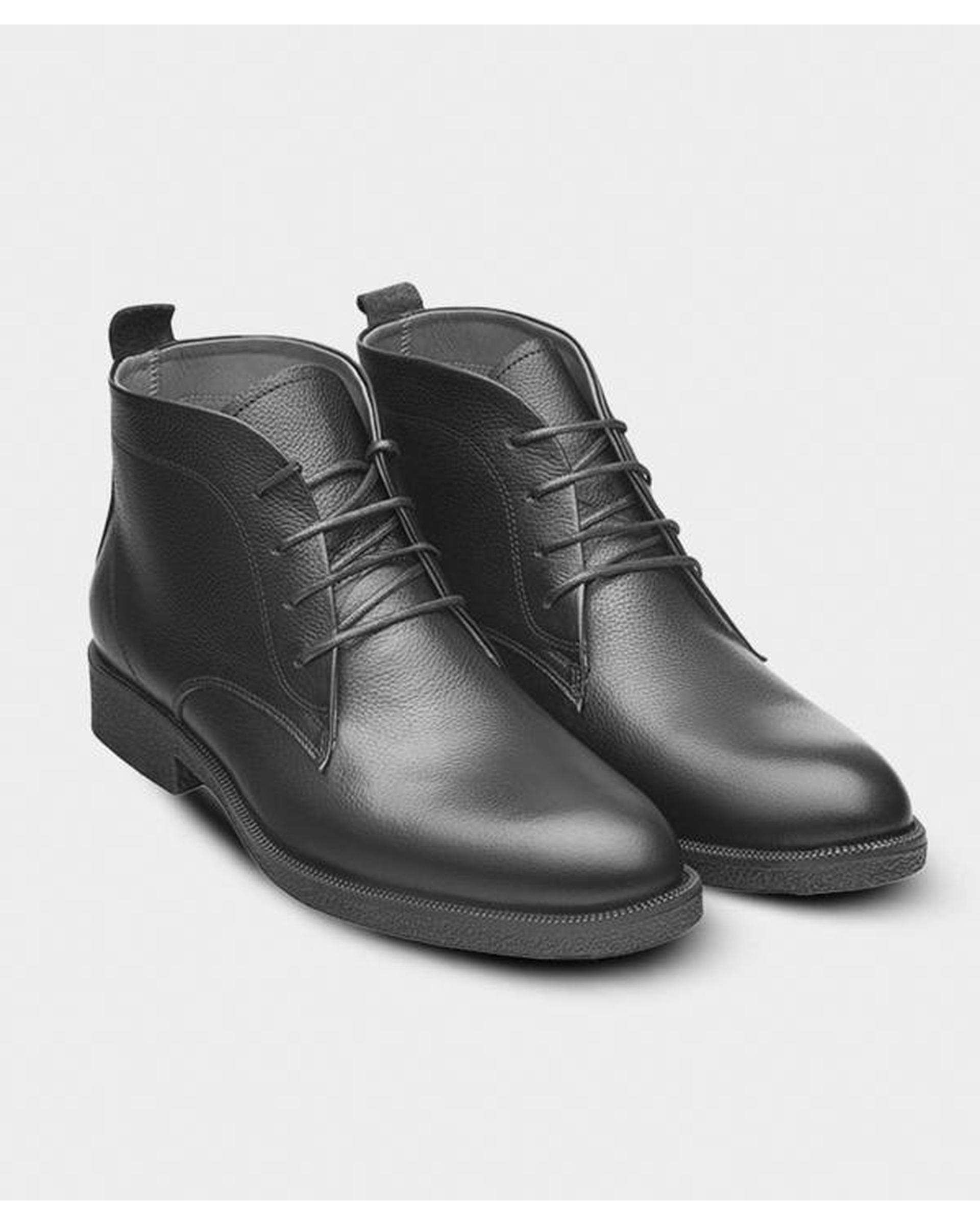 نیم بوت چرم مردانه مشکی نوین چرم Novincharm مدل ویستا MS1990