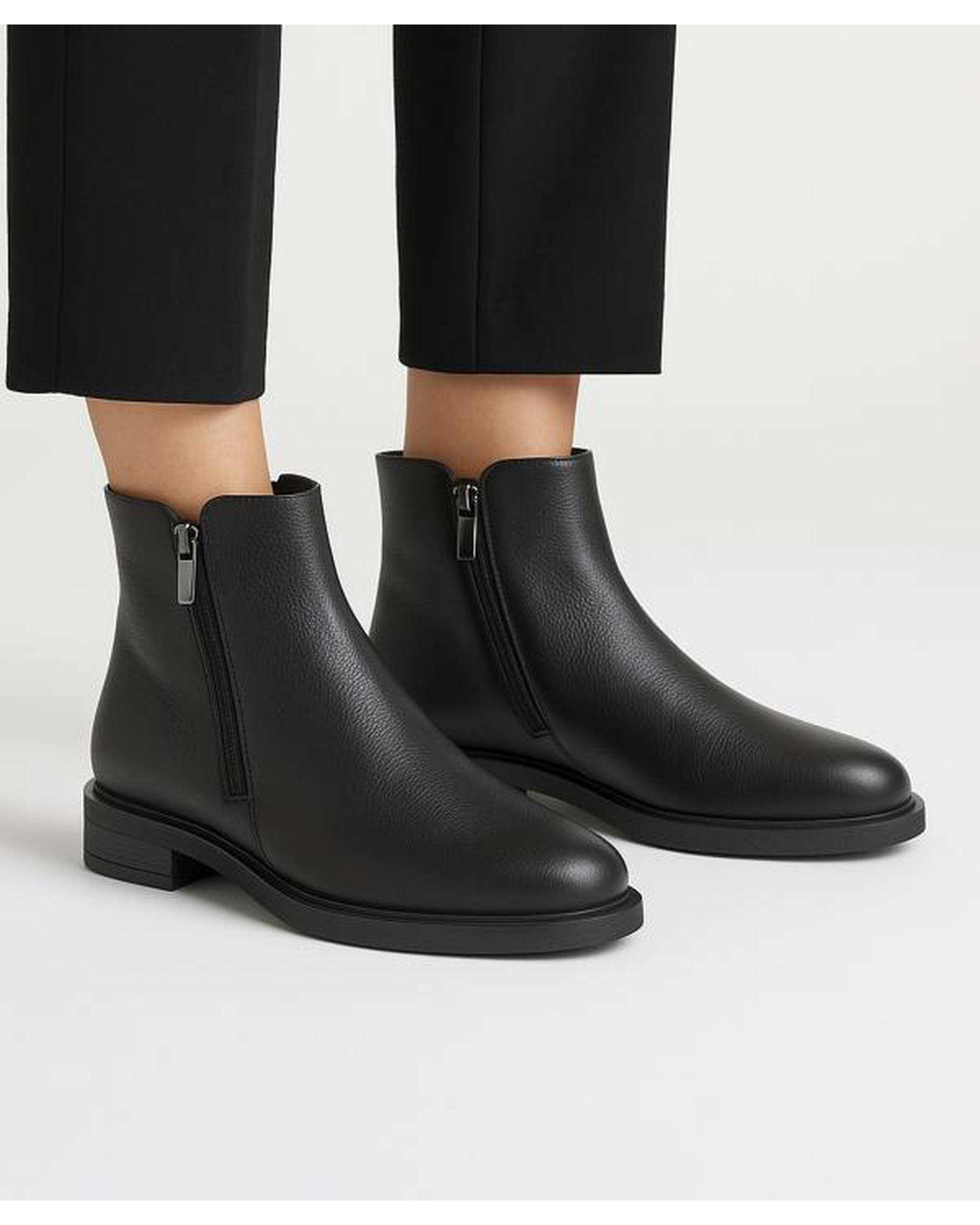 نیم بوت چرم زنانه مشکی نوین چرم Novincharm مدل MS3214 2546