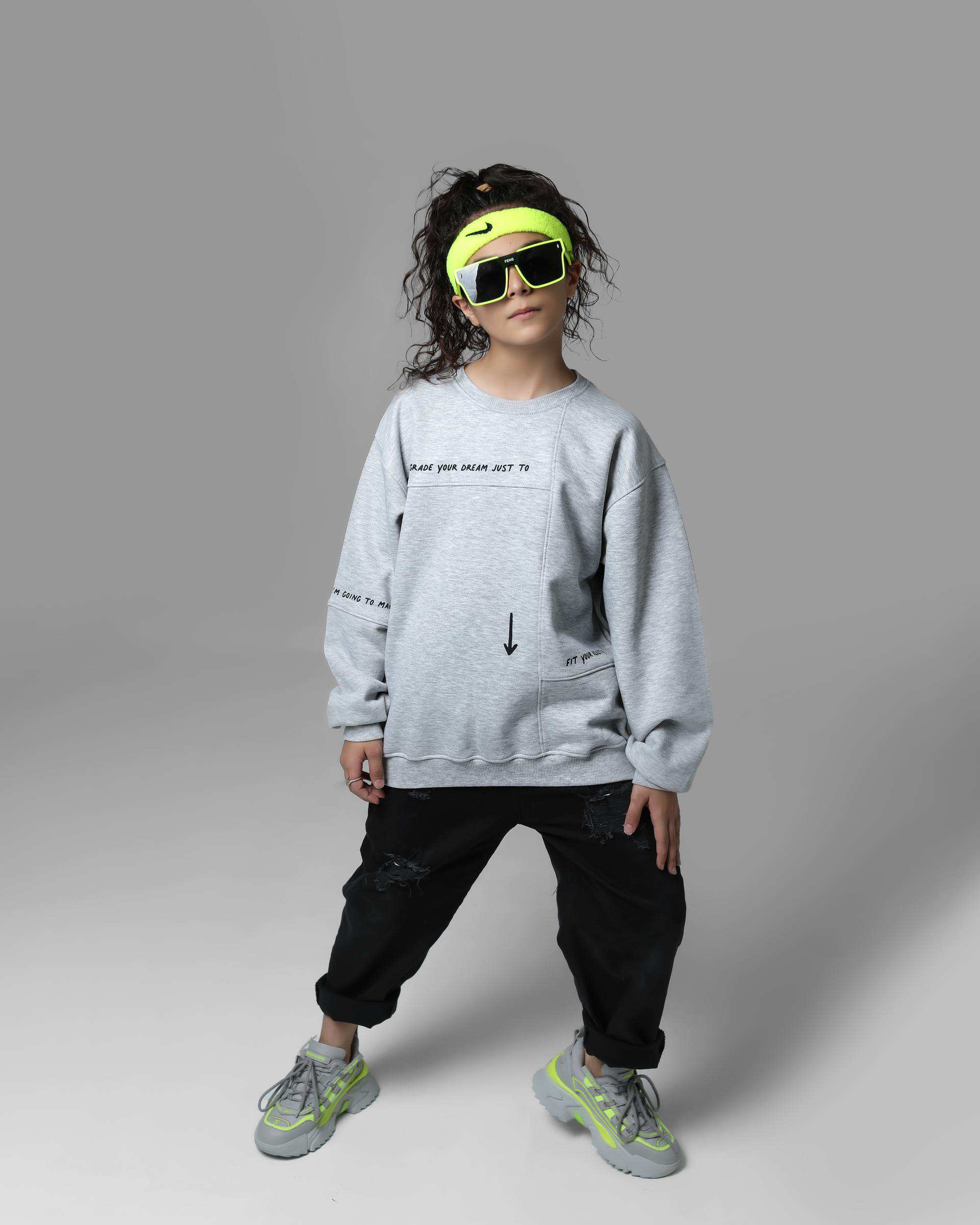 سویشرت دخترانه طوسی لئو کیدز Leo Kids کد 6843