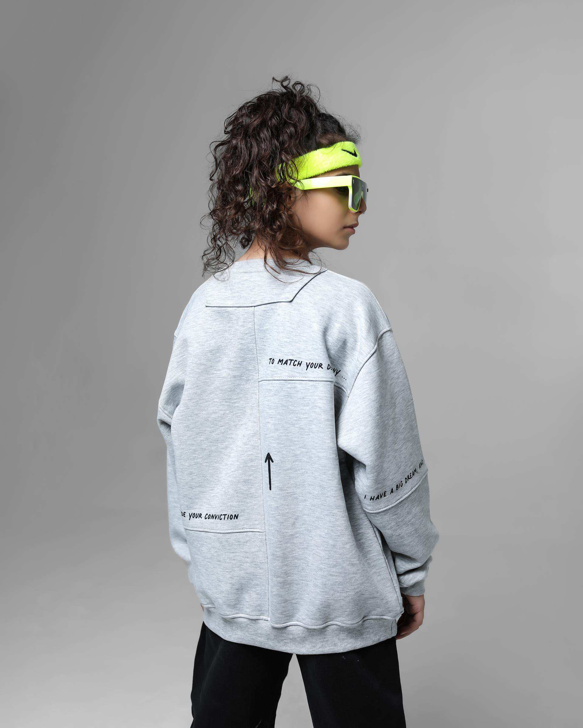 سویشرت دخترانه طوسی لئو کیدز Leo Kids کد 6843