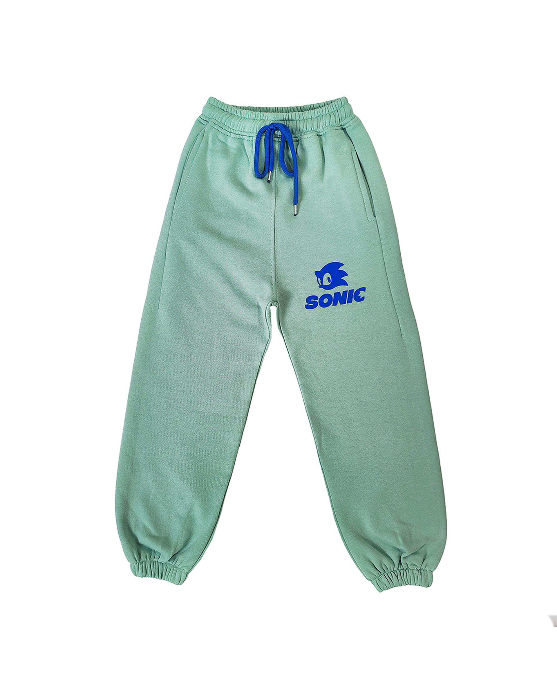 ست سویشرت و شلوار پسرانه سبز لئو کیدز Leo Kids طرح سونیک کد 6849