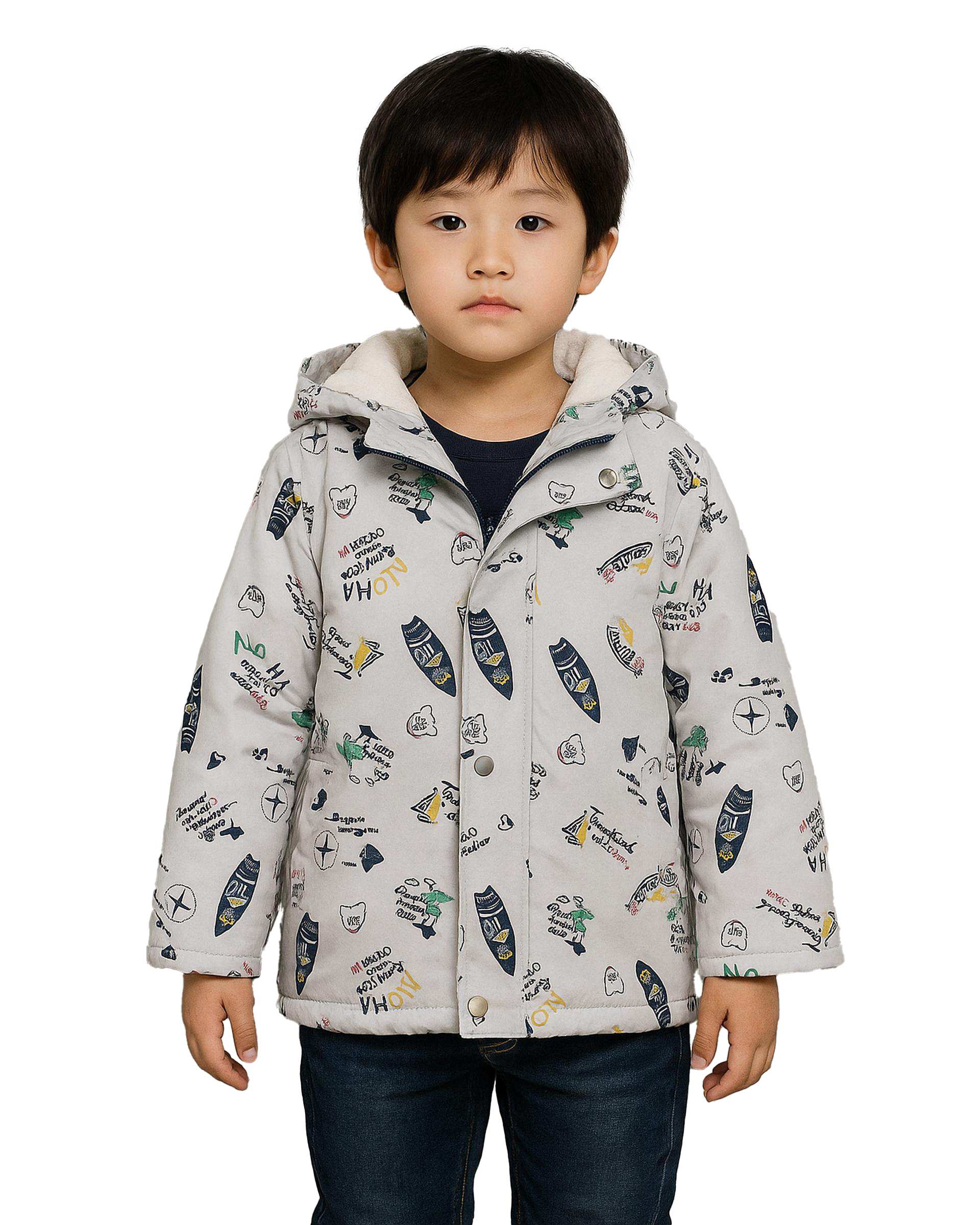 کاپشن بچگانه طوسی لئو کیدز Leo Kids طرح هاوایی کد 6858