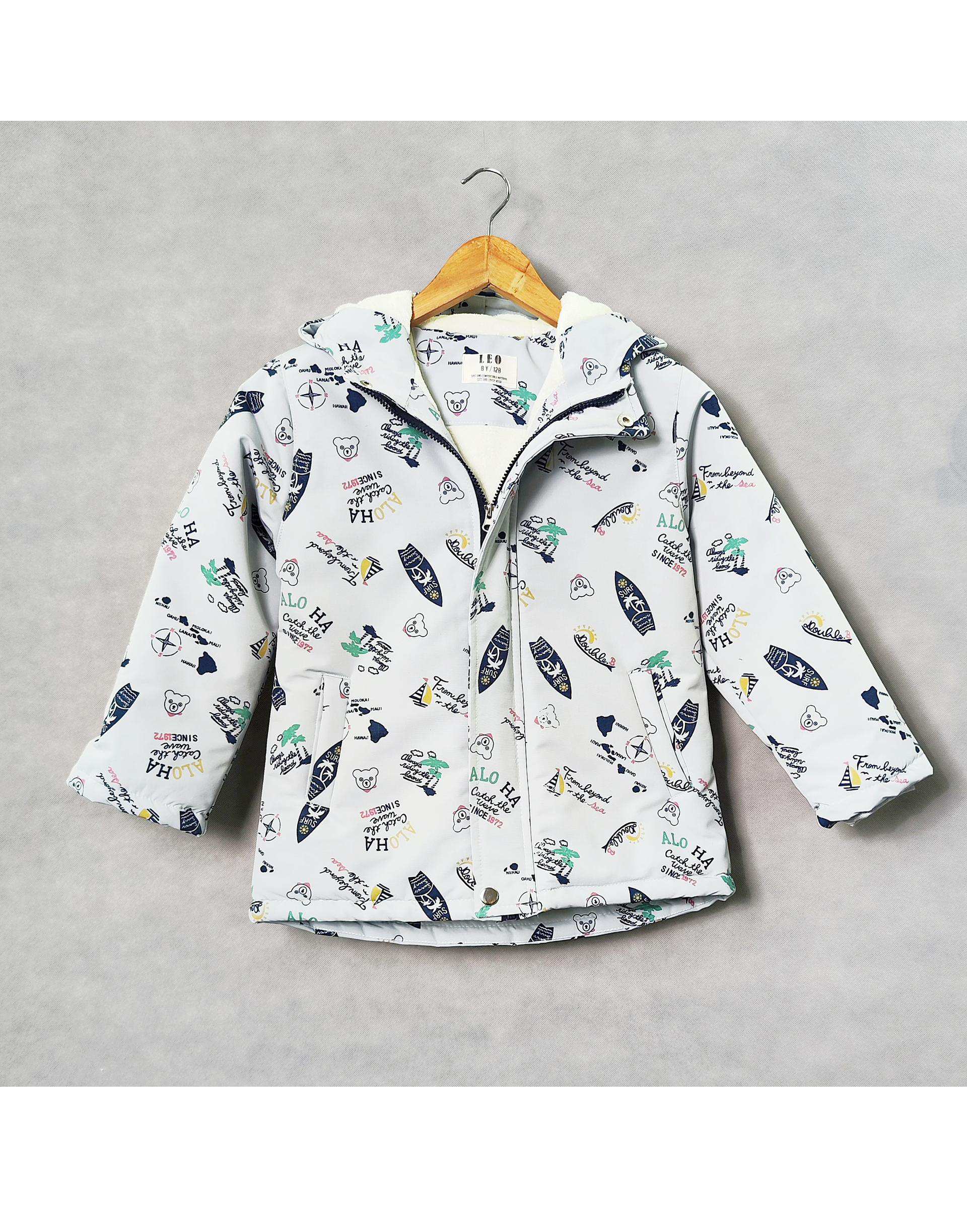 کاپشن بچگانه طوسی لئو کیدز Leo Kids طرح هاوایی کد 6858