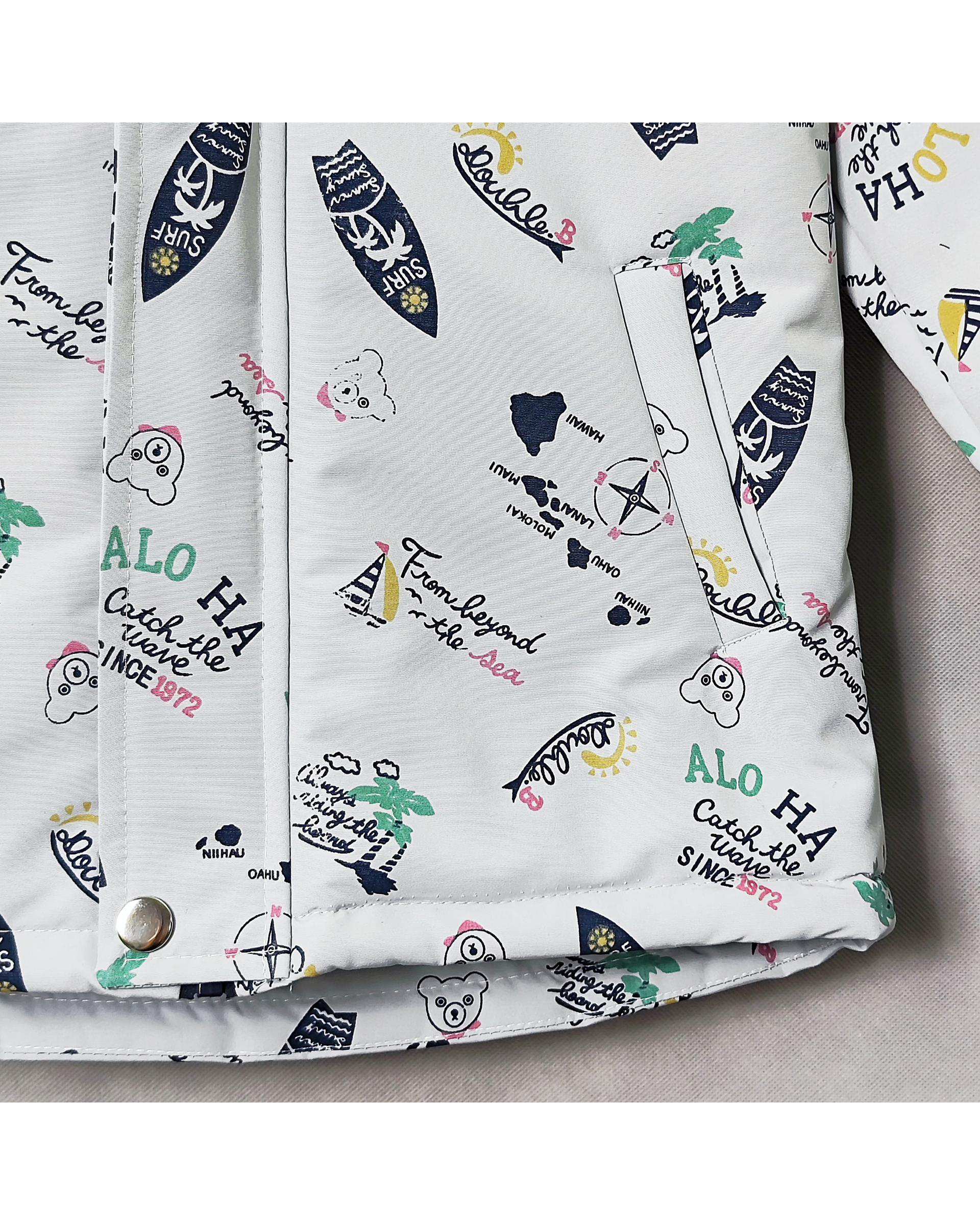 کاپشن بچگانه طوسی لئو کیدز Leo Kids طرح هاوایی کد 6858