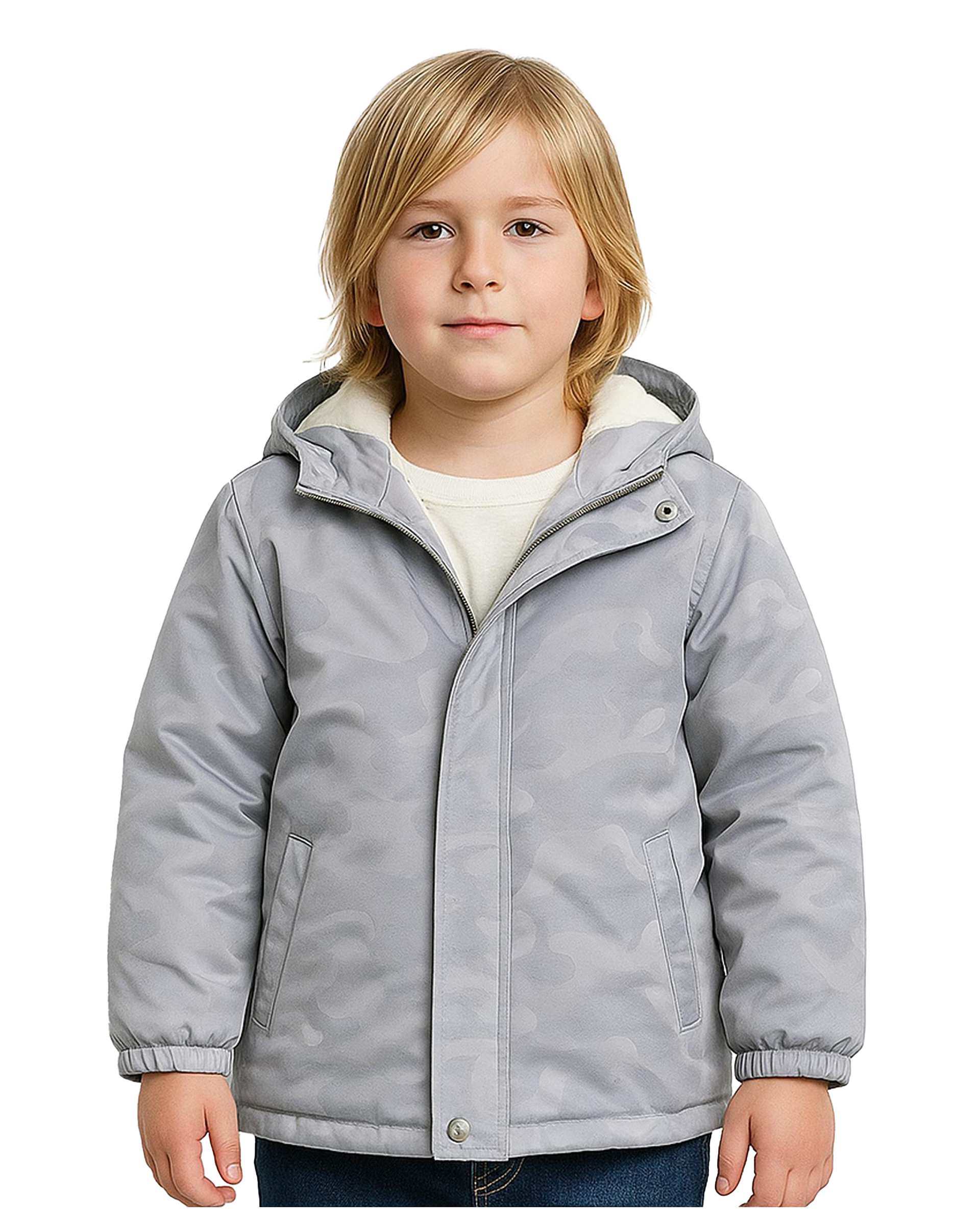 کاپشن بچگانه طوسی لئو کیدز Leo Kids طرح چریکی کد 6859