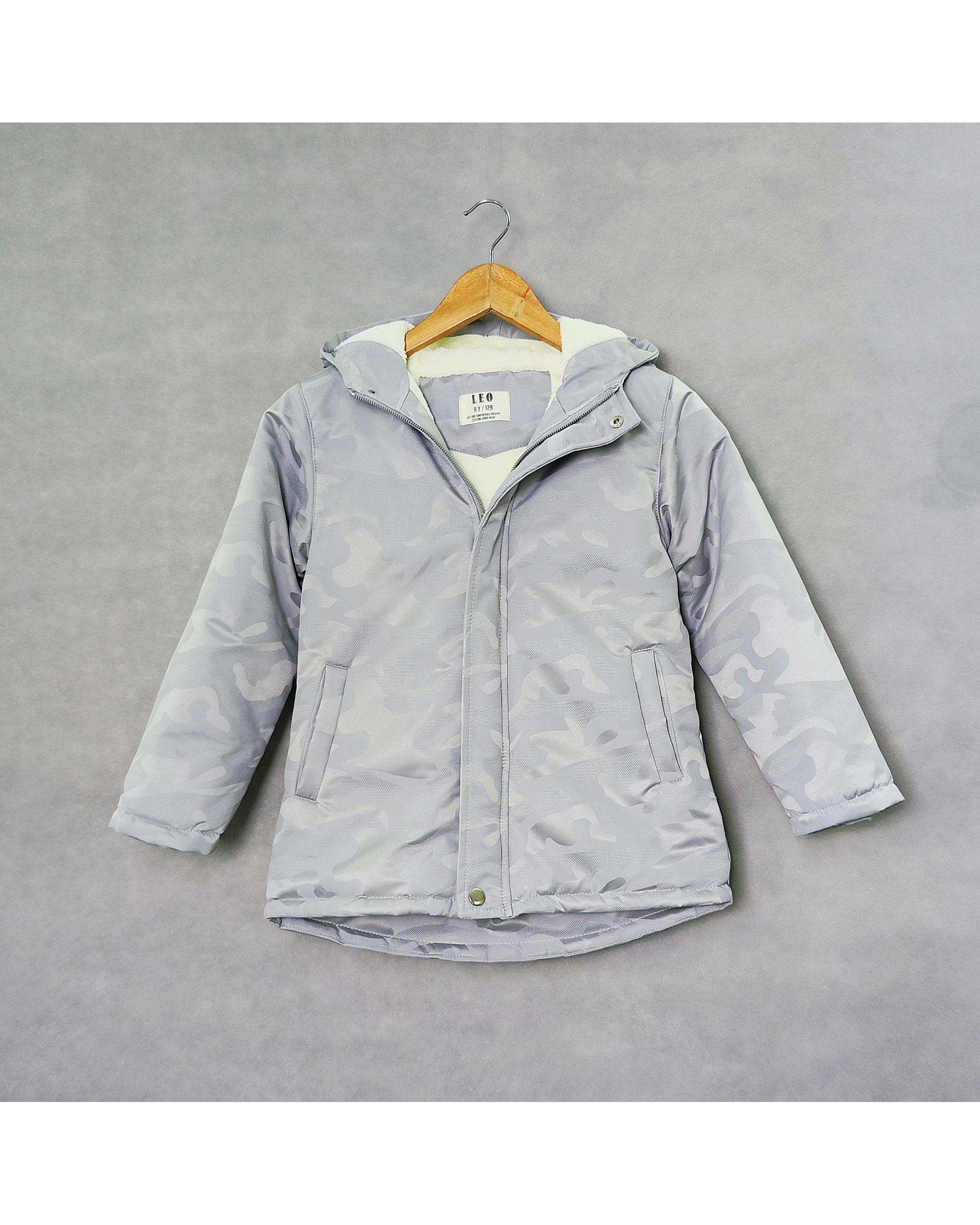 کاپشن بچگانه طوسی لئو کیدز Leo Kids طرح چریکی کد 6859