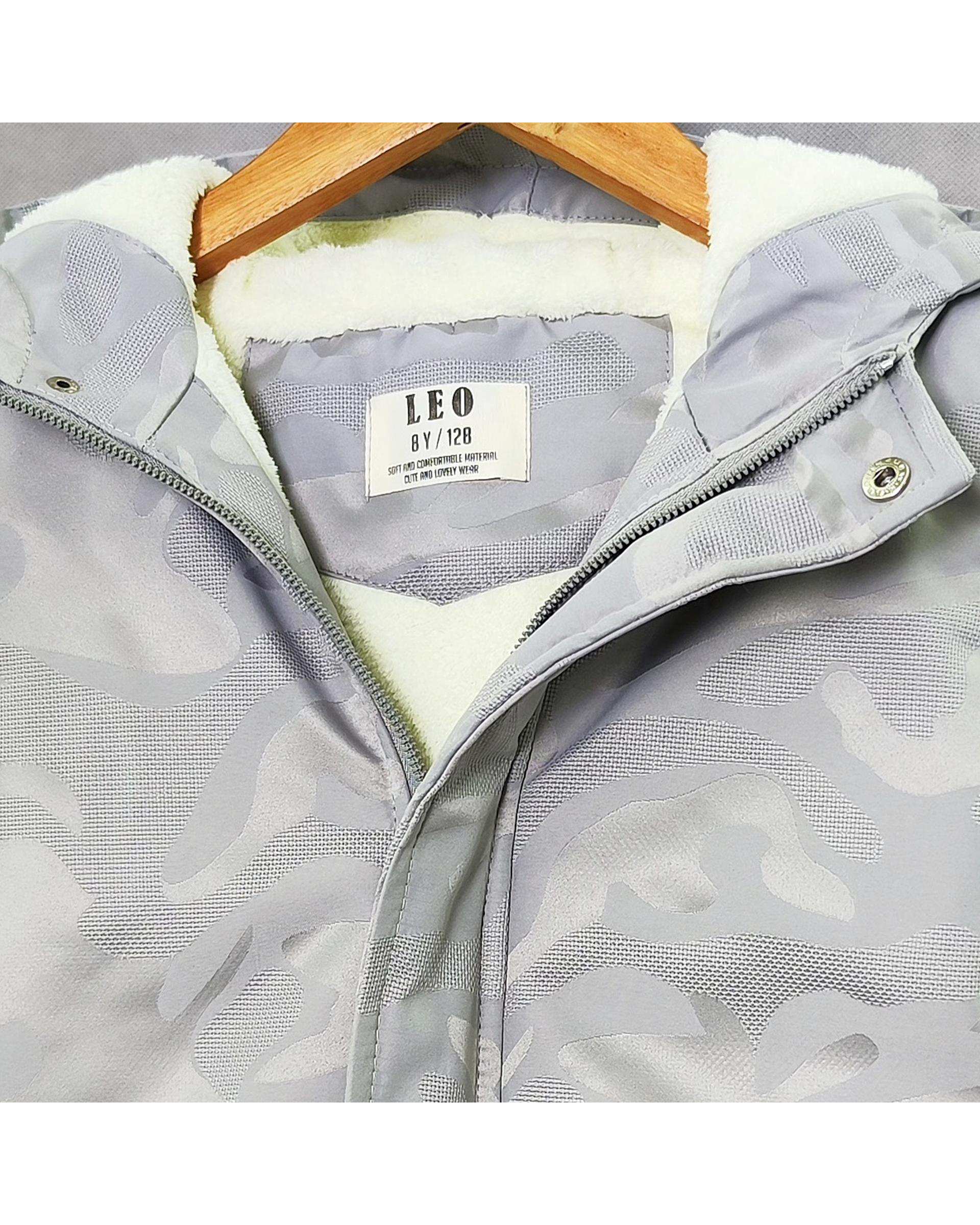 کاپشن بچگانه طوسی لئو کیدز Leo Kids طرح چریکی کد 6859