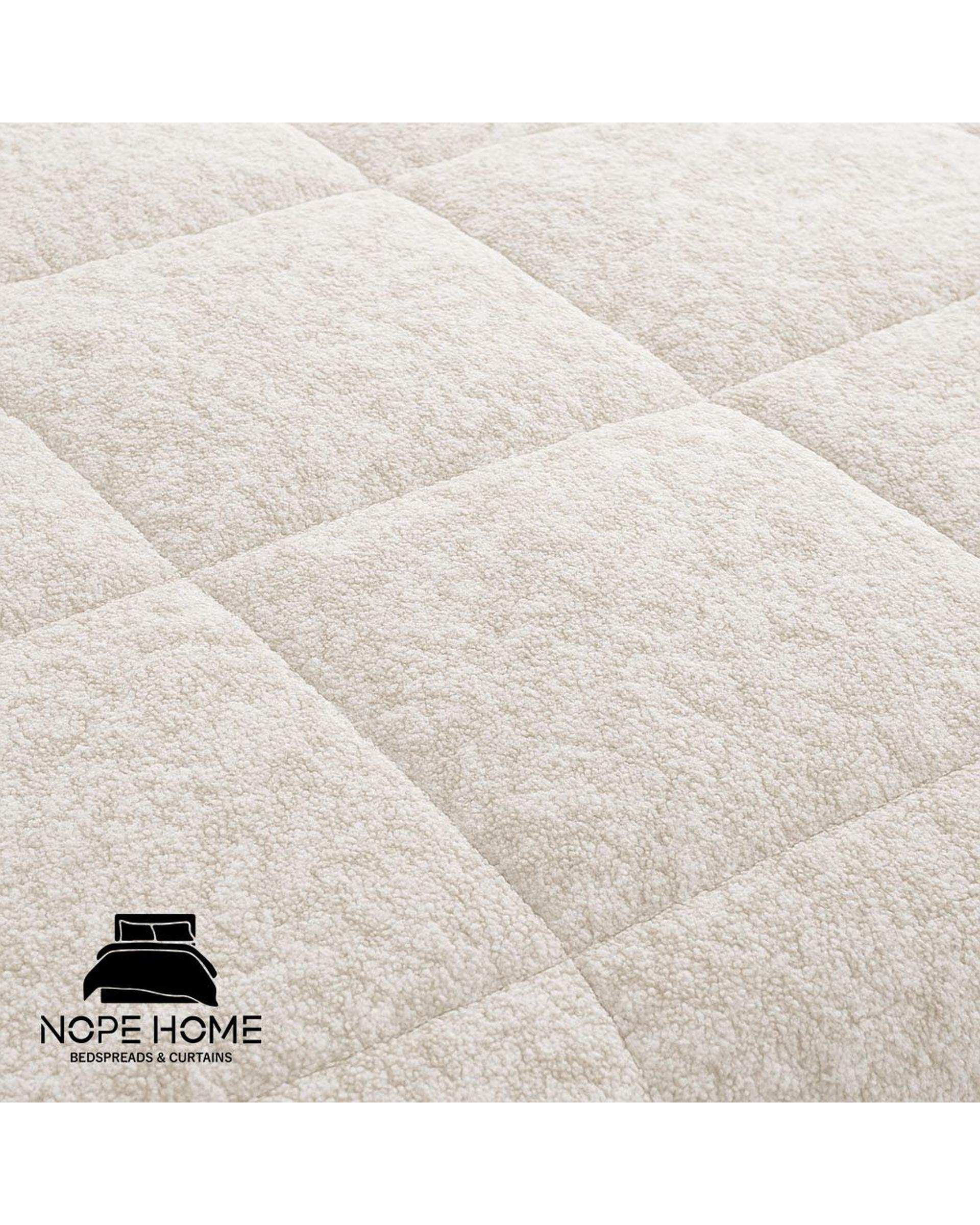 سرویس روتختی مخمل تدی الگانت دو نفره هشت تکه شیری نوپه هوم Nopehome عرض تشک 160 الی 180