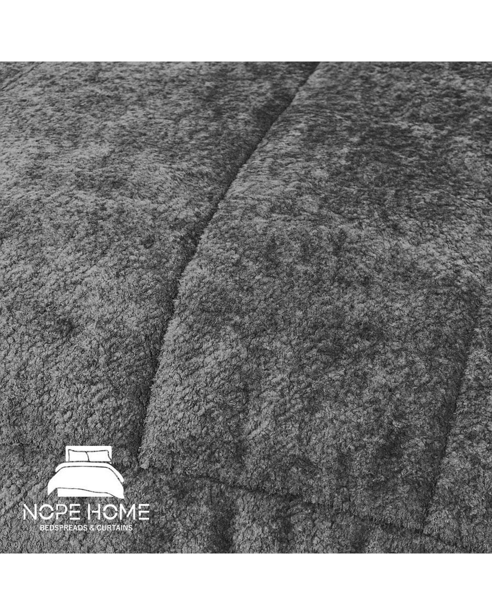 سرویس روتختی مخمل تدی الگانت دو نفره هشت تکه طوسی تیره نوپه هوم Nopehome عرض تشک 160 الی 180