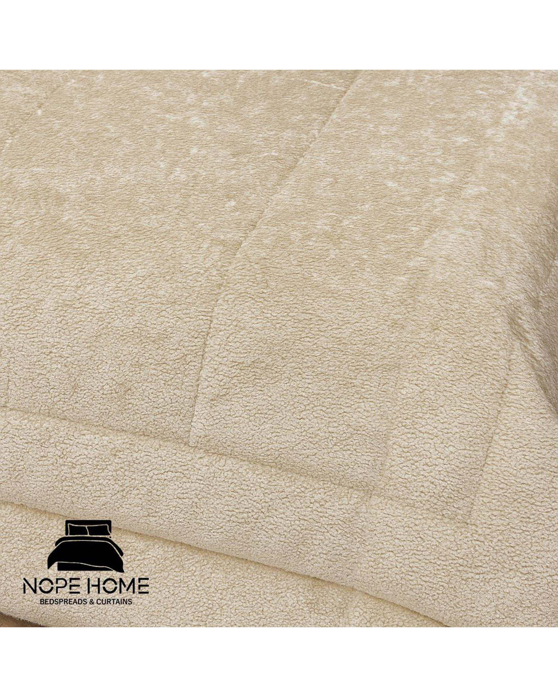 سرویس روتختی مخمل تدی الگانت دو نفره هشت تکه کرم روشن نوپه هوم Nopehome عرض تشک 160 الی 180