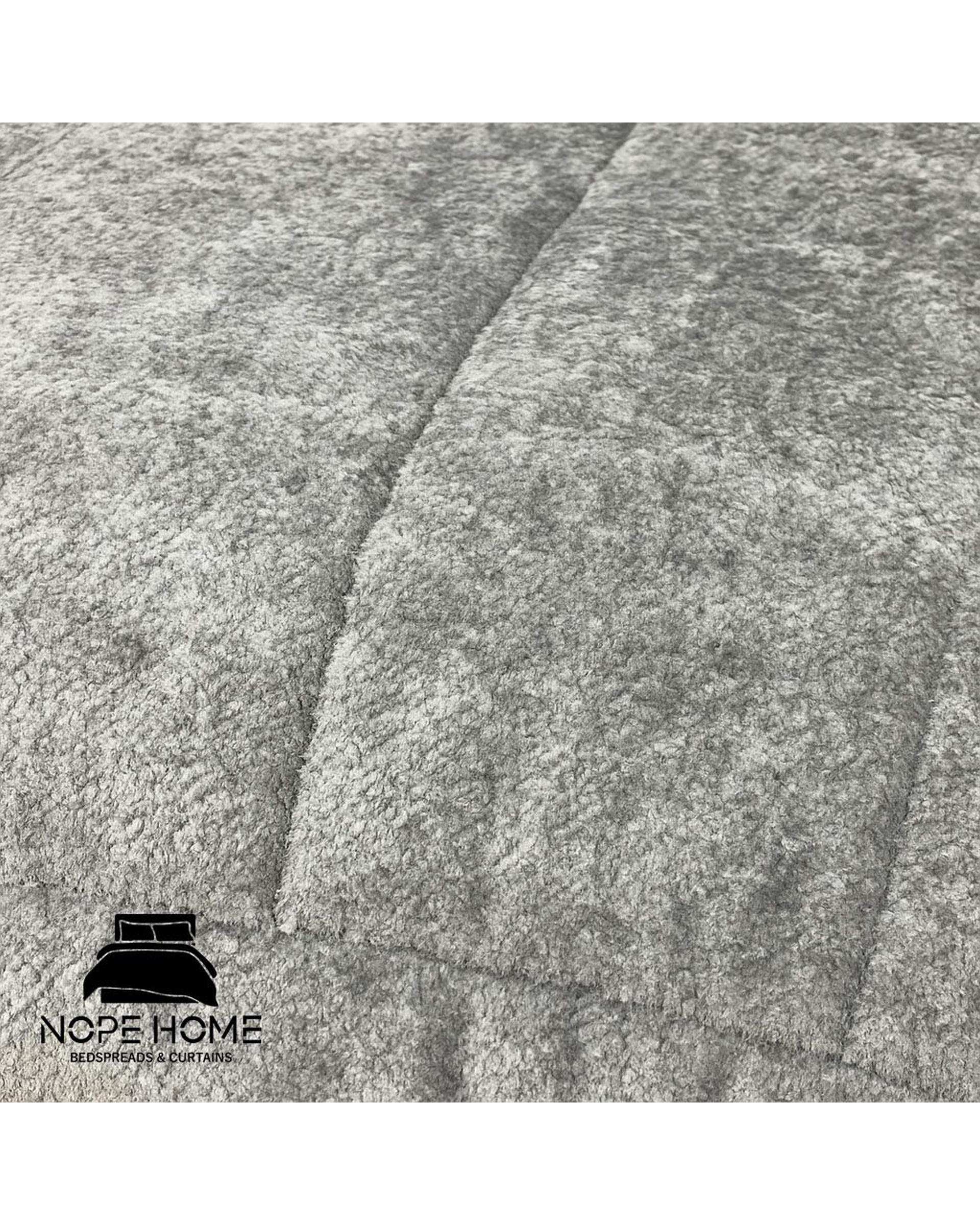 سرویس روتختی مخمل تدی الگانت دو نفره هشت تکه نقره ای نوپه هوم Nopehome عرض تشک 160 الی 180