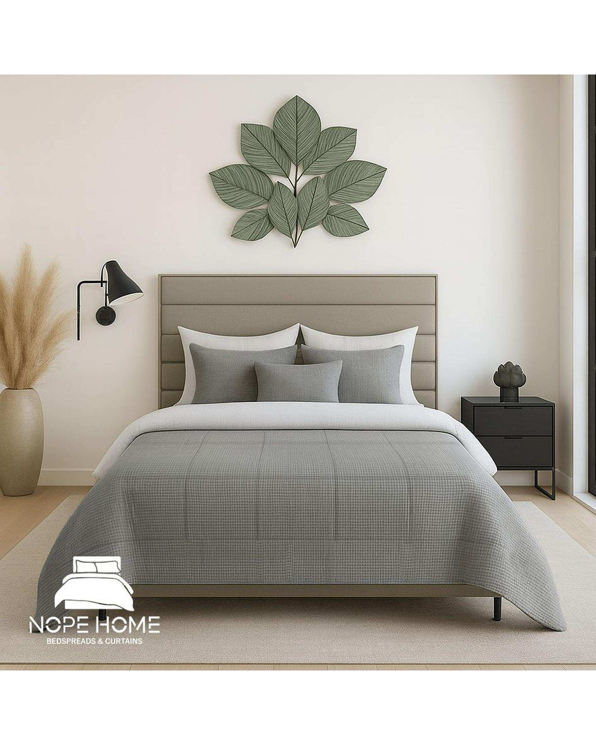 سرویس روتختی مخمل تدی والنسیا دو نفره هشت تکه طوسی تیره نوپه هوم Nopehome عرض تشک 160 الی 180