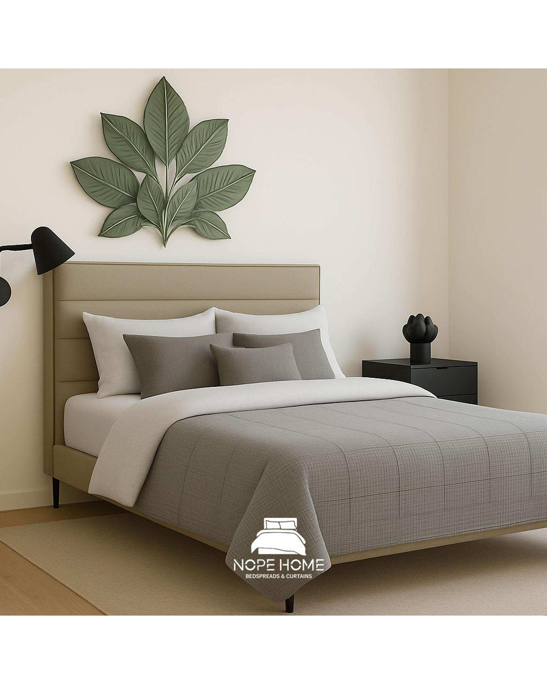 سرویس روتختی مخمل تدی والنسیا دو نفره هشت تکه طوسی تیره نوپه هوم Nopehome عرض تشک 160 الی 180